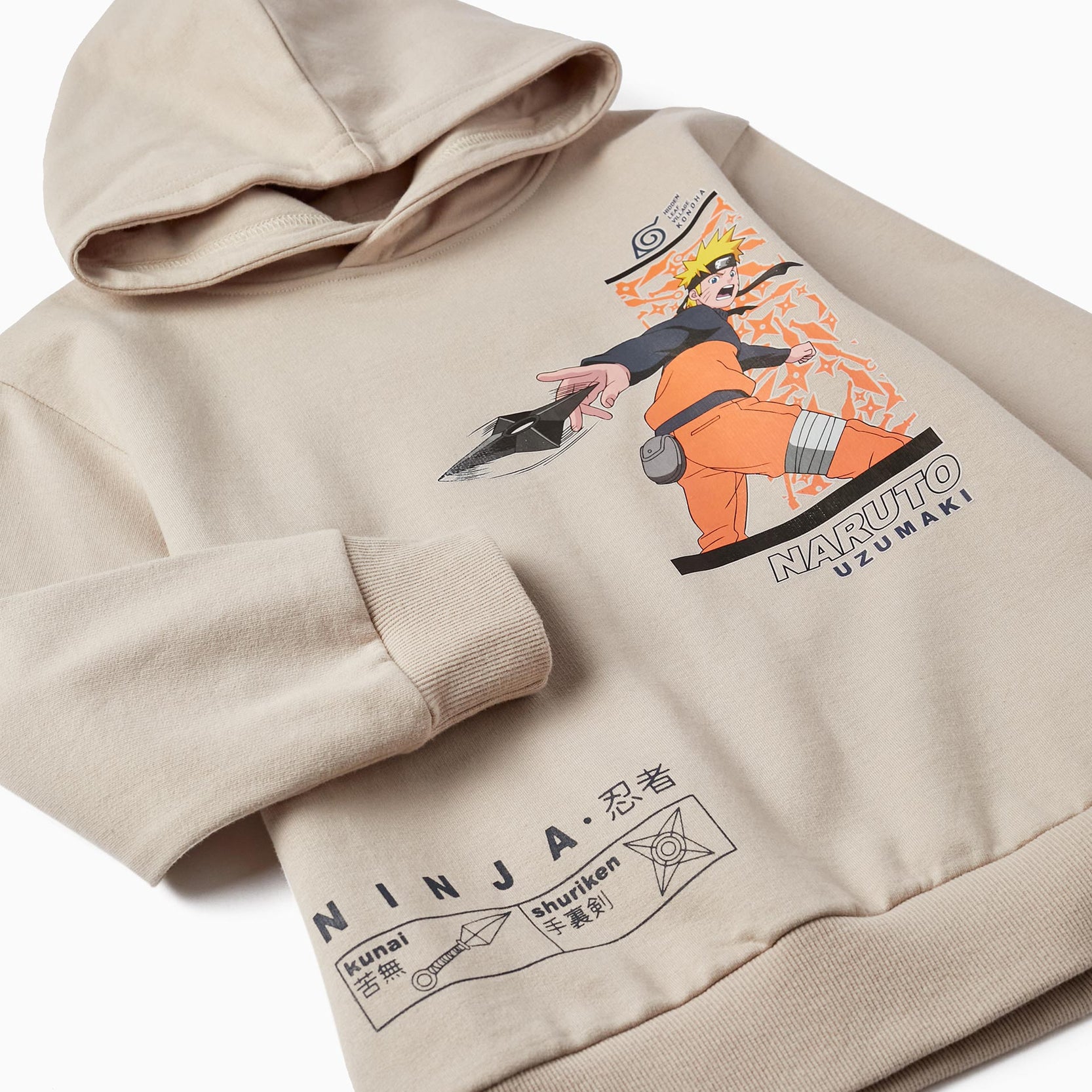 Sweatshirt with Hood in Cotton for Boys 'Naruto', Beige