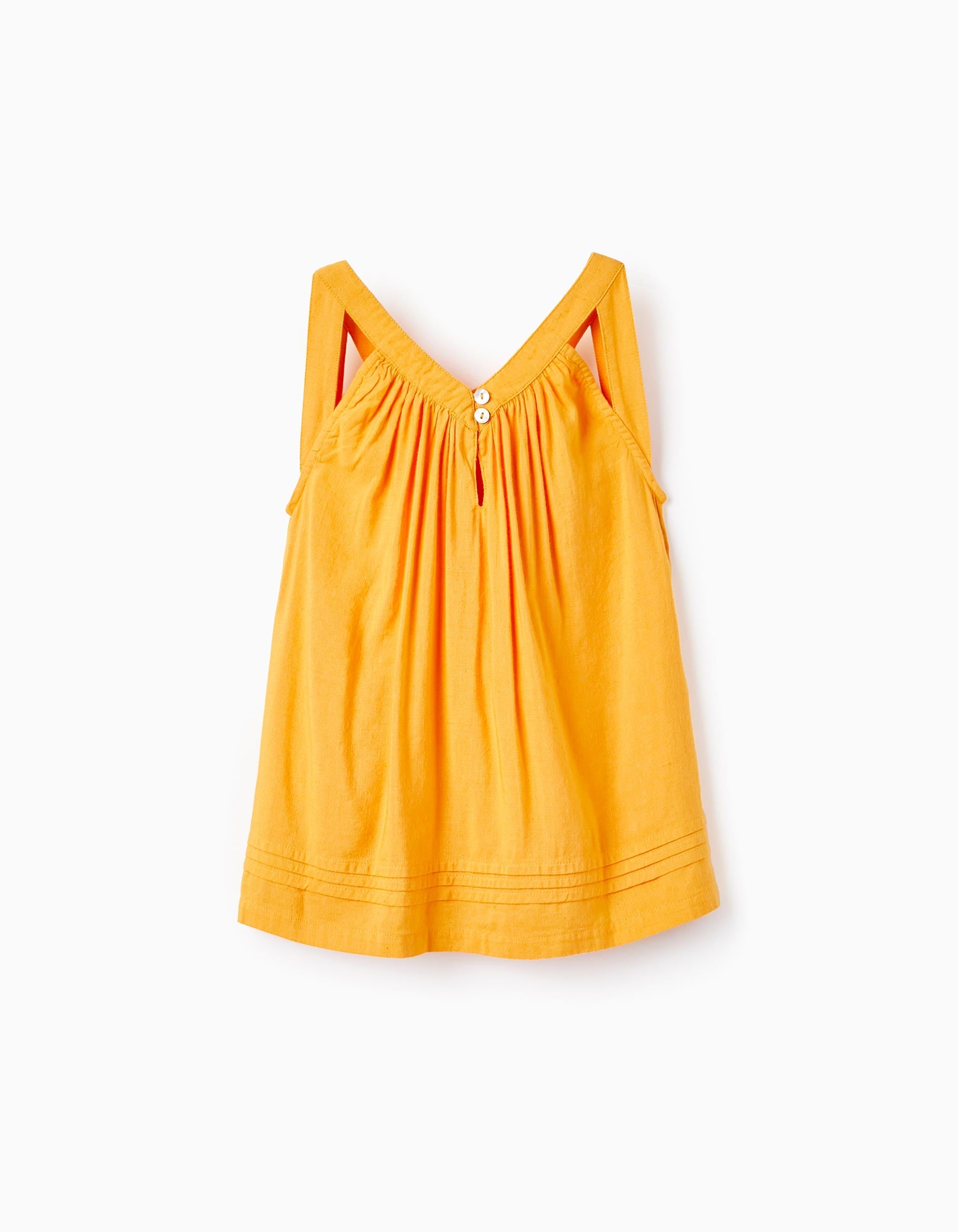 Top in Linen Blend for Girls, Yellow