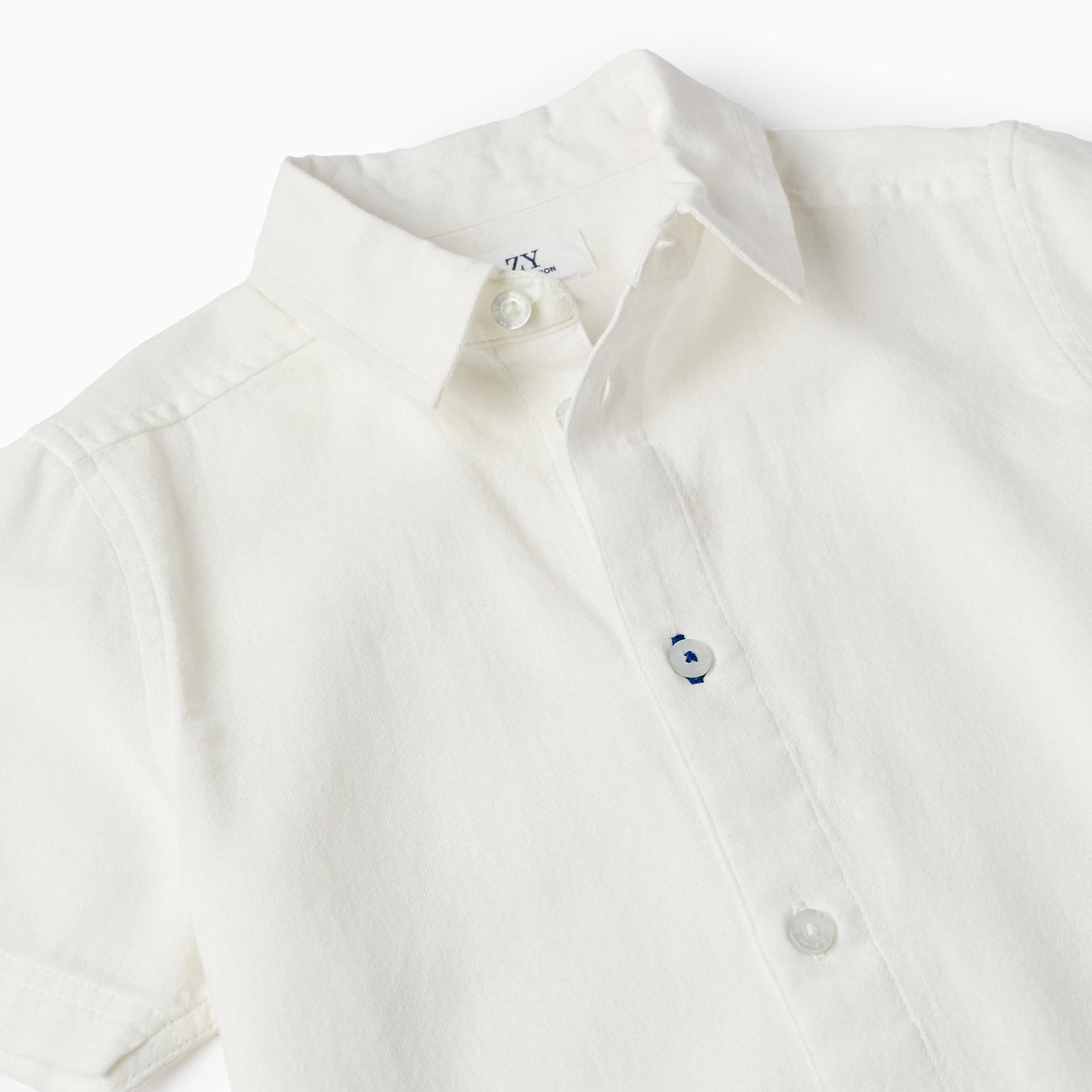 Short Sleeve Cotton Shirt for Boys, White