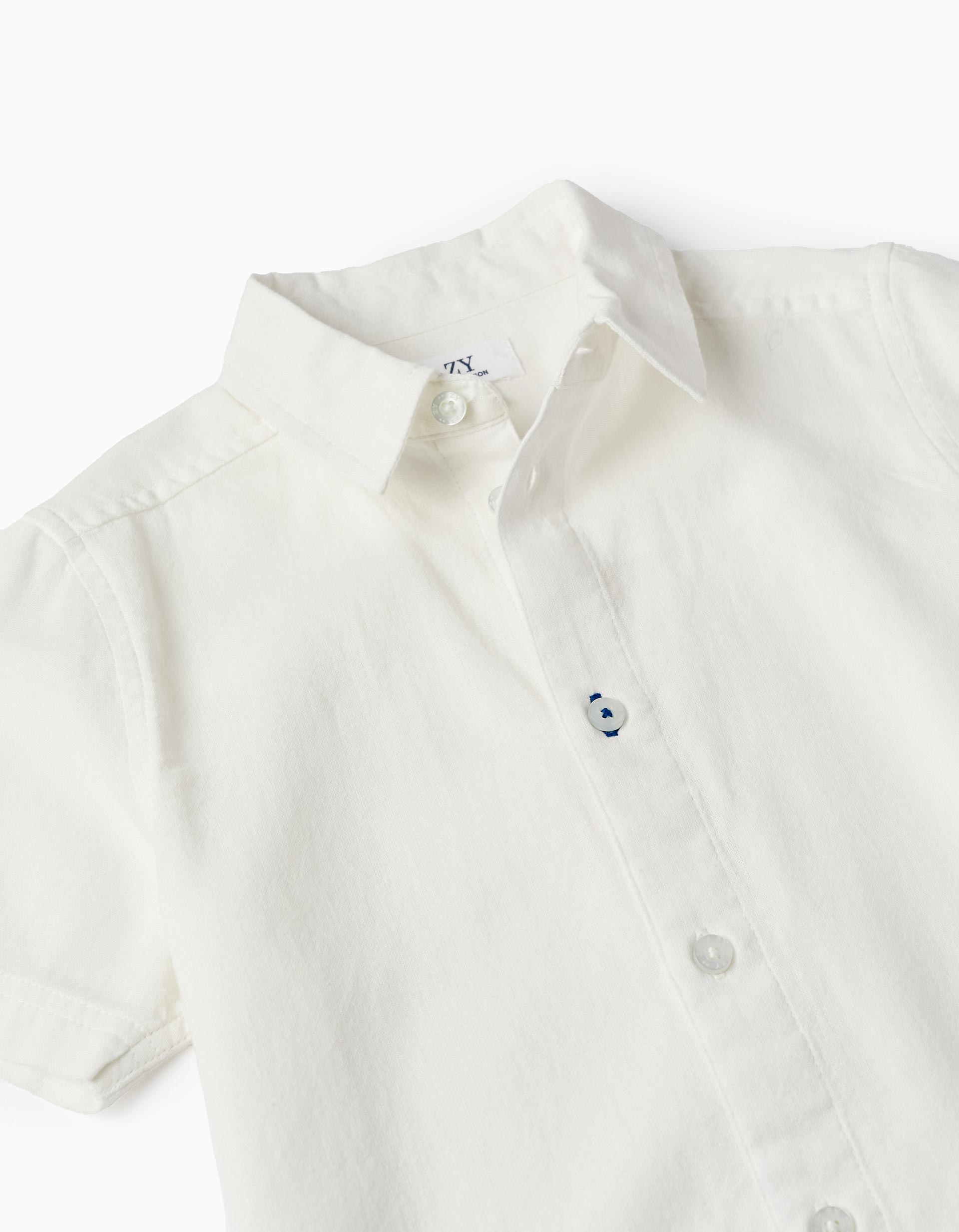 Short Sleeve Cotton Shirt for Boys, White