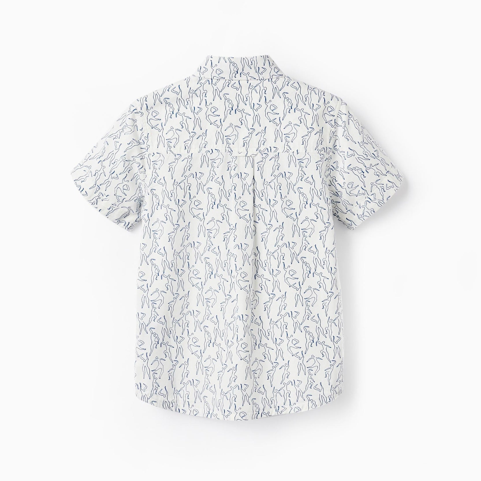 Short Sleeve Cotton Shirt for Boys 'You&Me', White/Blue