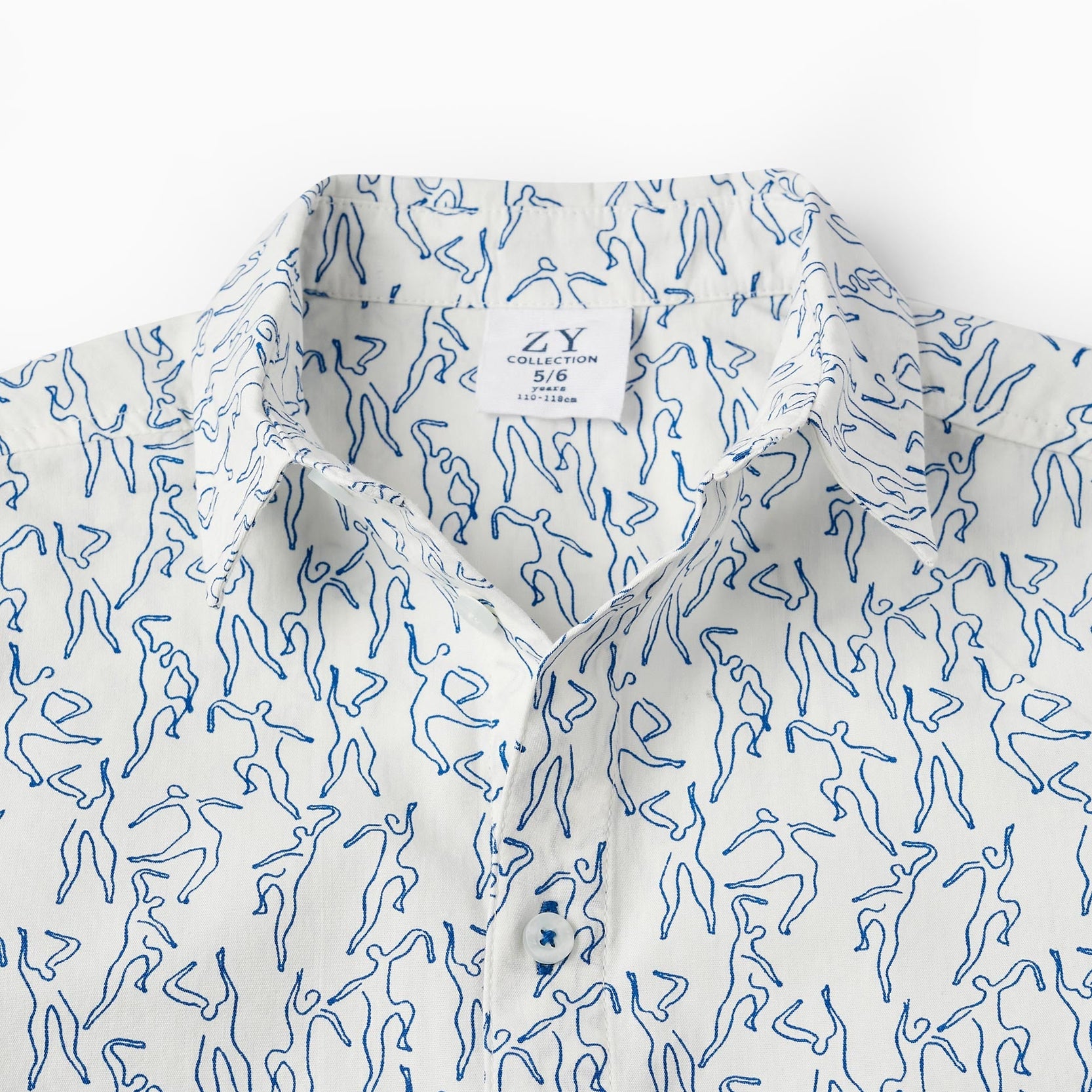 Short Sleeve Cotton Shirt for Boys 'You&Me', White/Blue