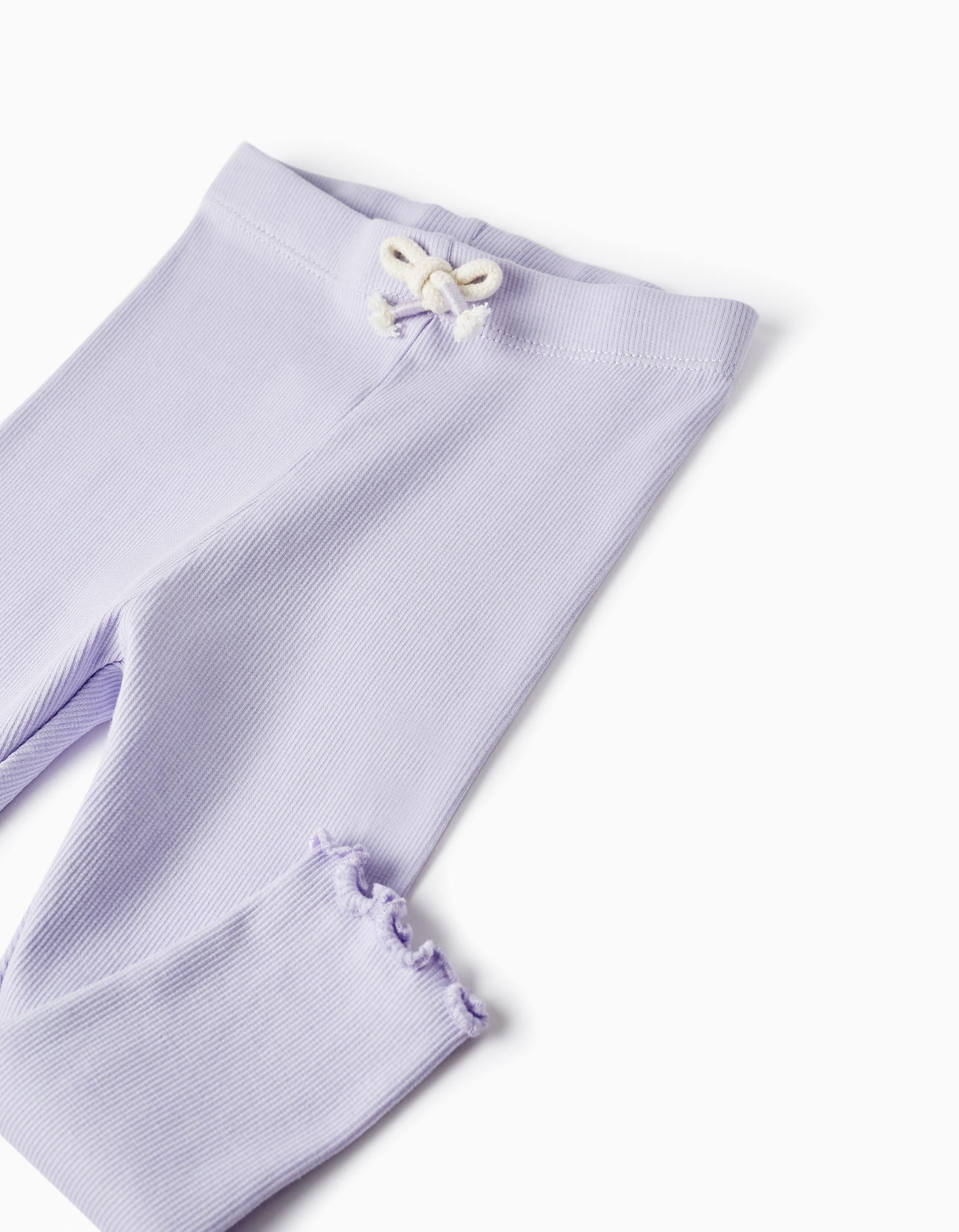 Ribbed Leggings for Baby Girls, Lilac