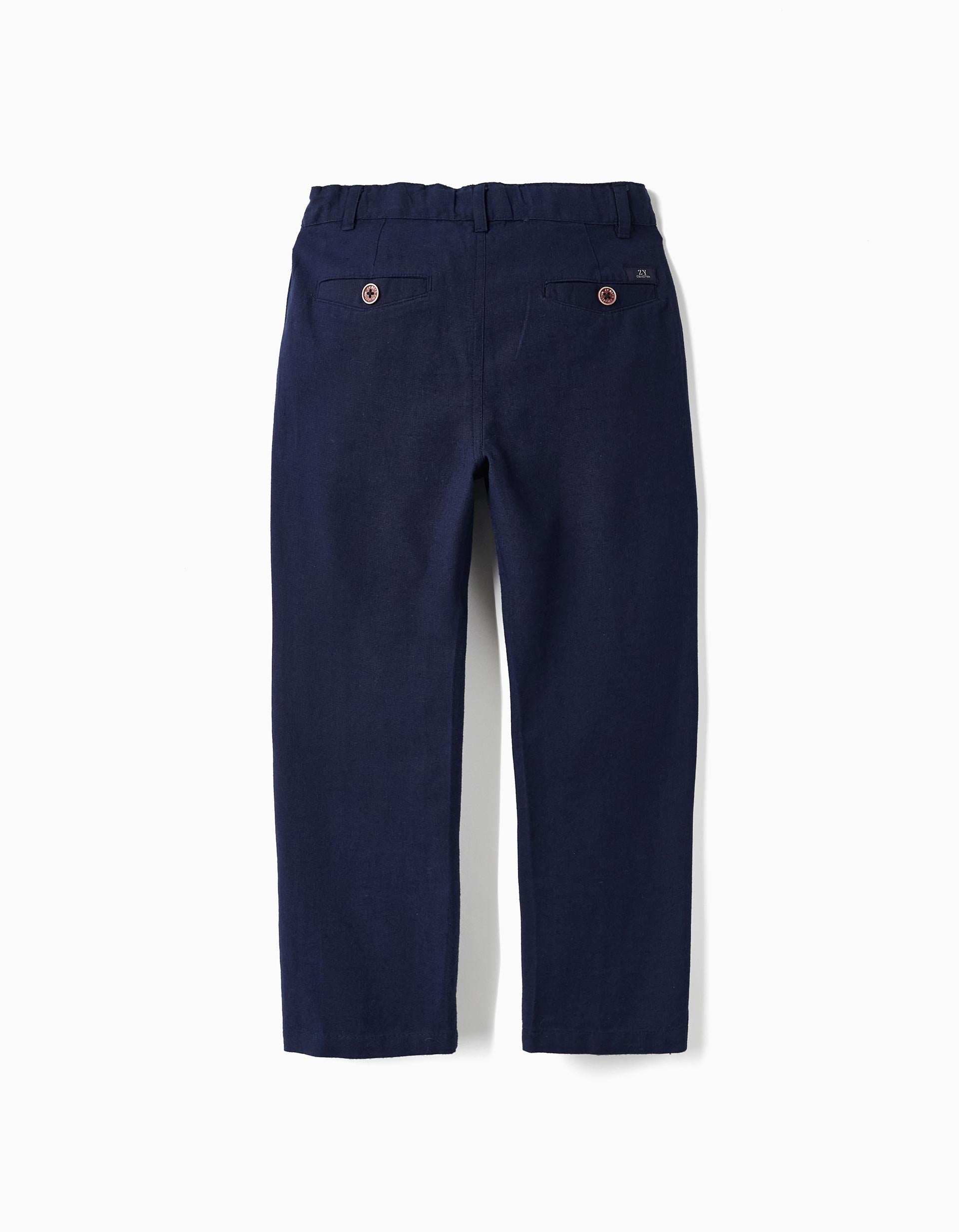 Slim Fit Trousers for Boys, Dark Blue