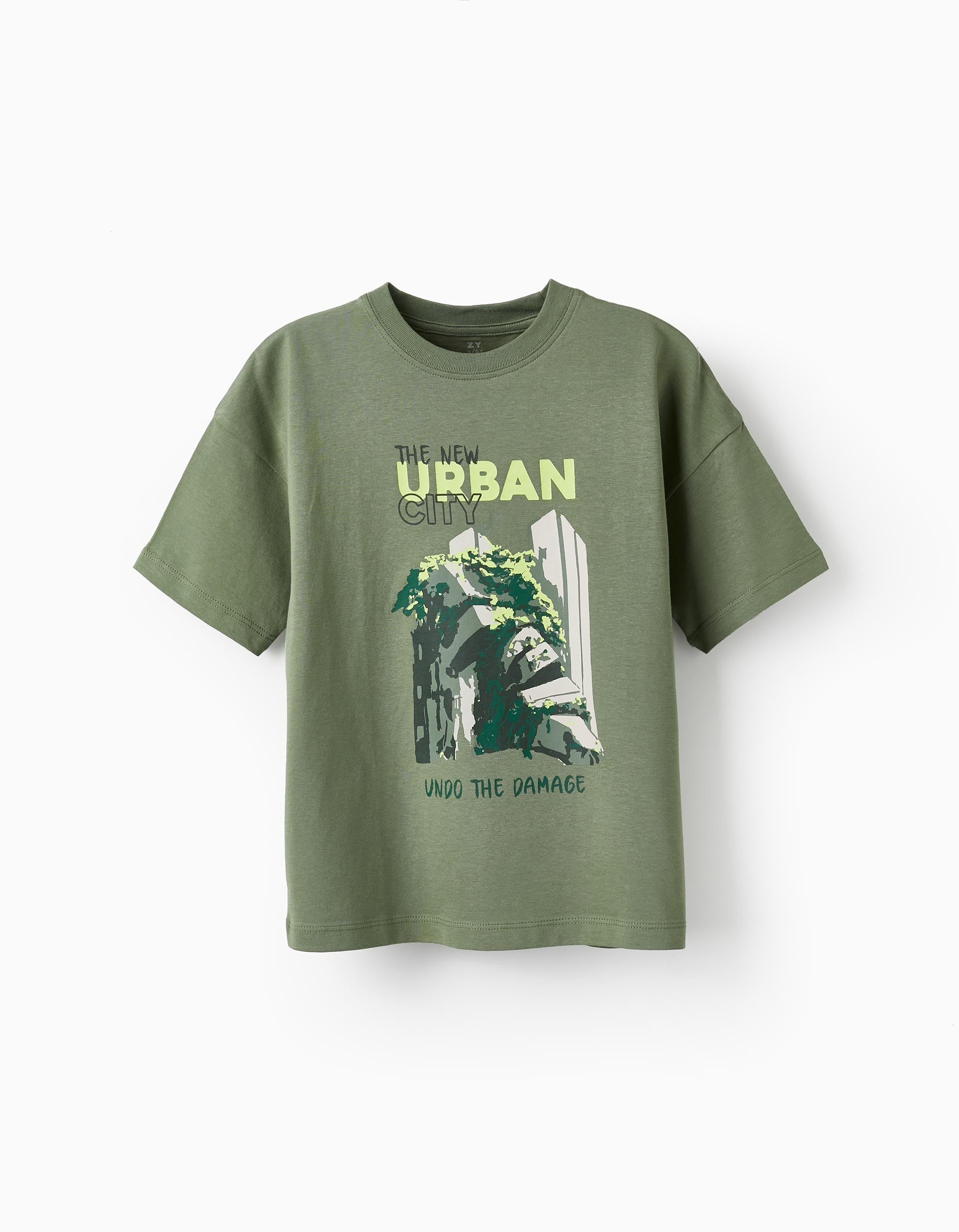 Cotton T-Shirt for Boys 'The New Urban City', Green