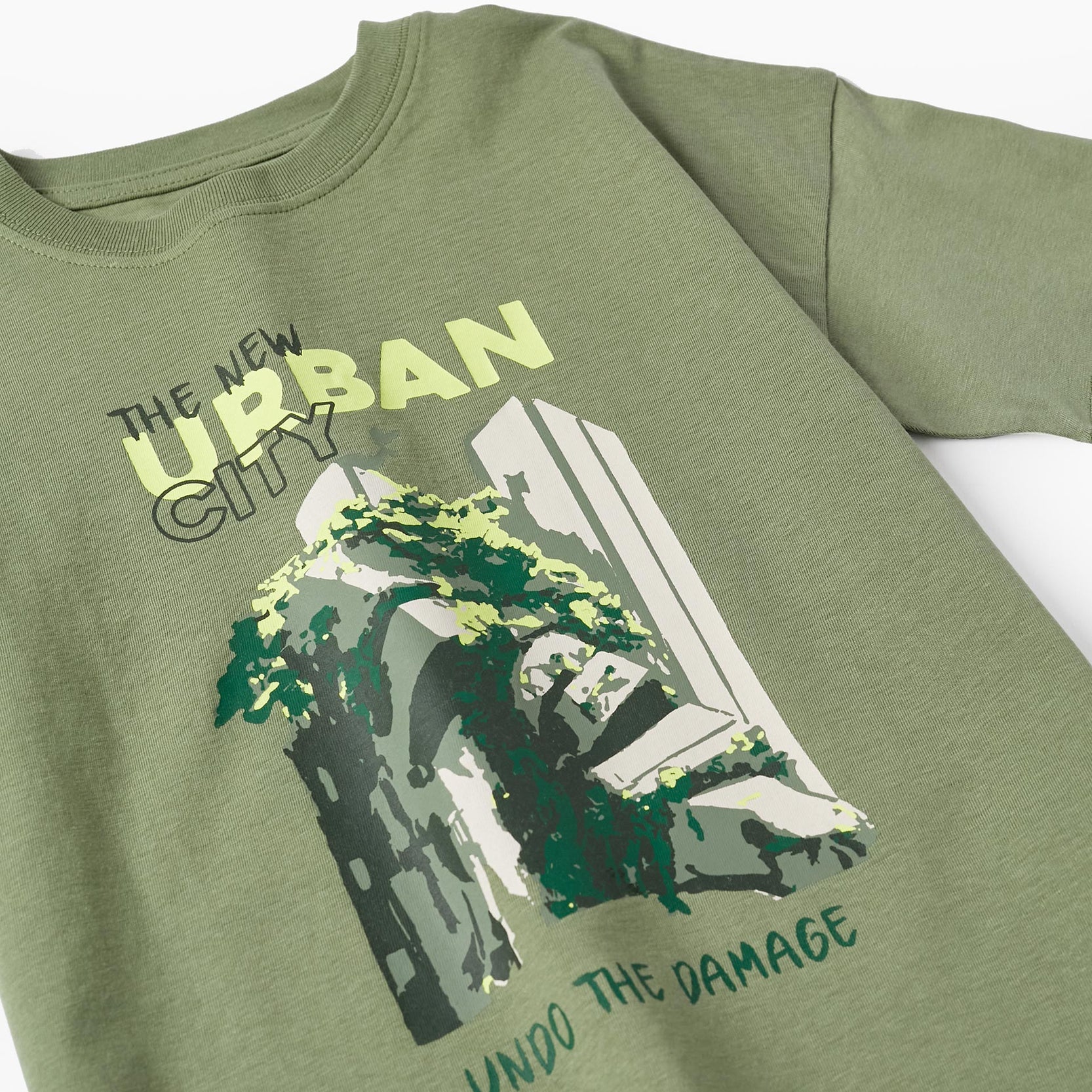 Cotton T-Shirt for Boys 'The New Urban City', Green