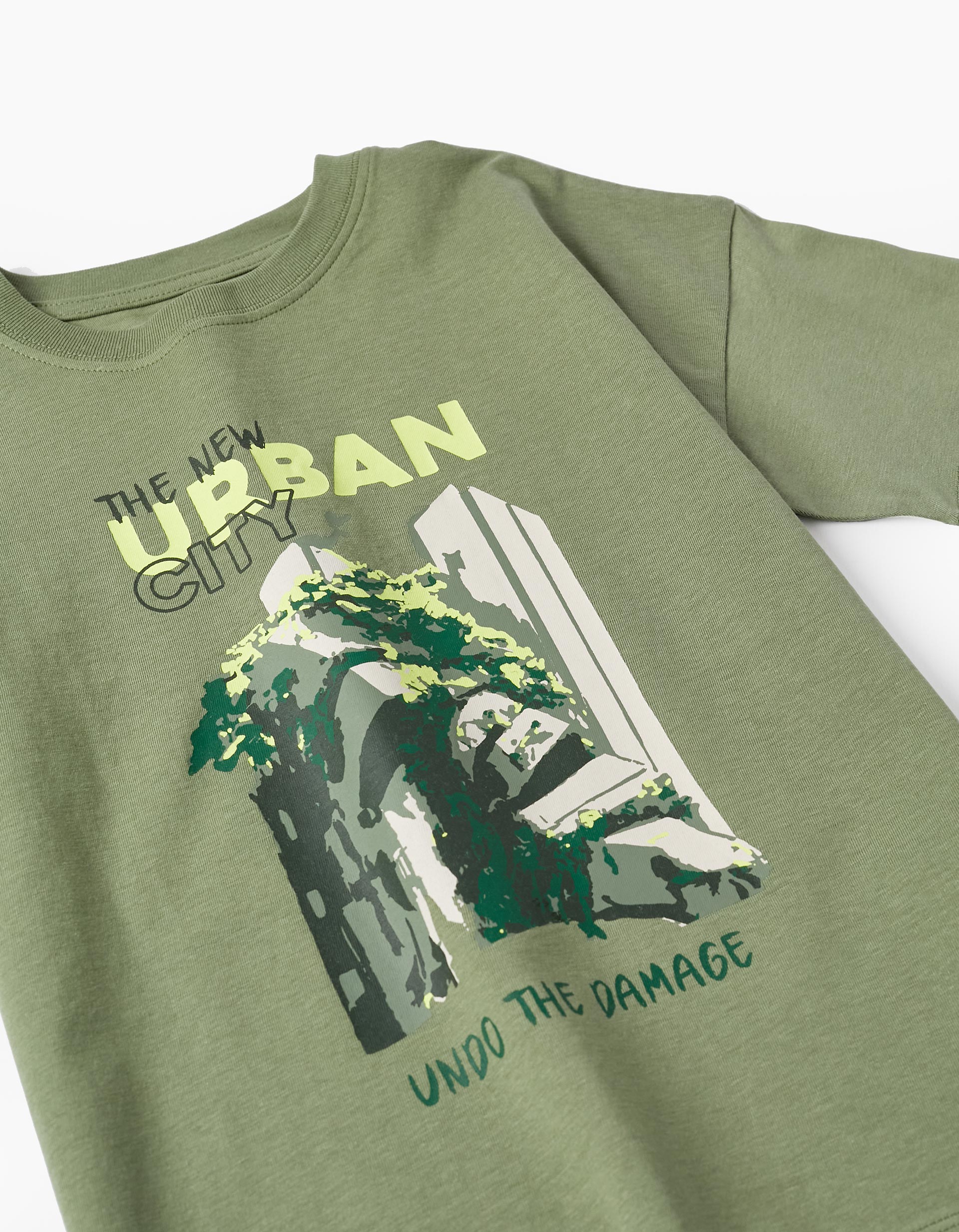 Cotton T-Shirt for Boys 'The New Urban City', Green