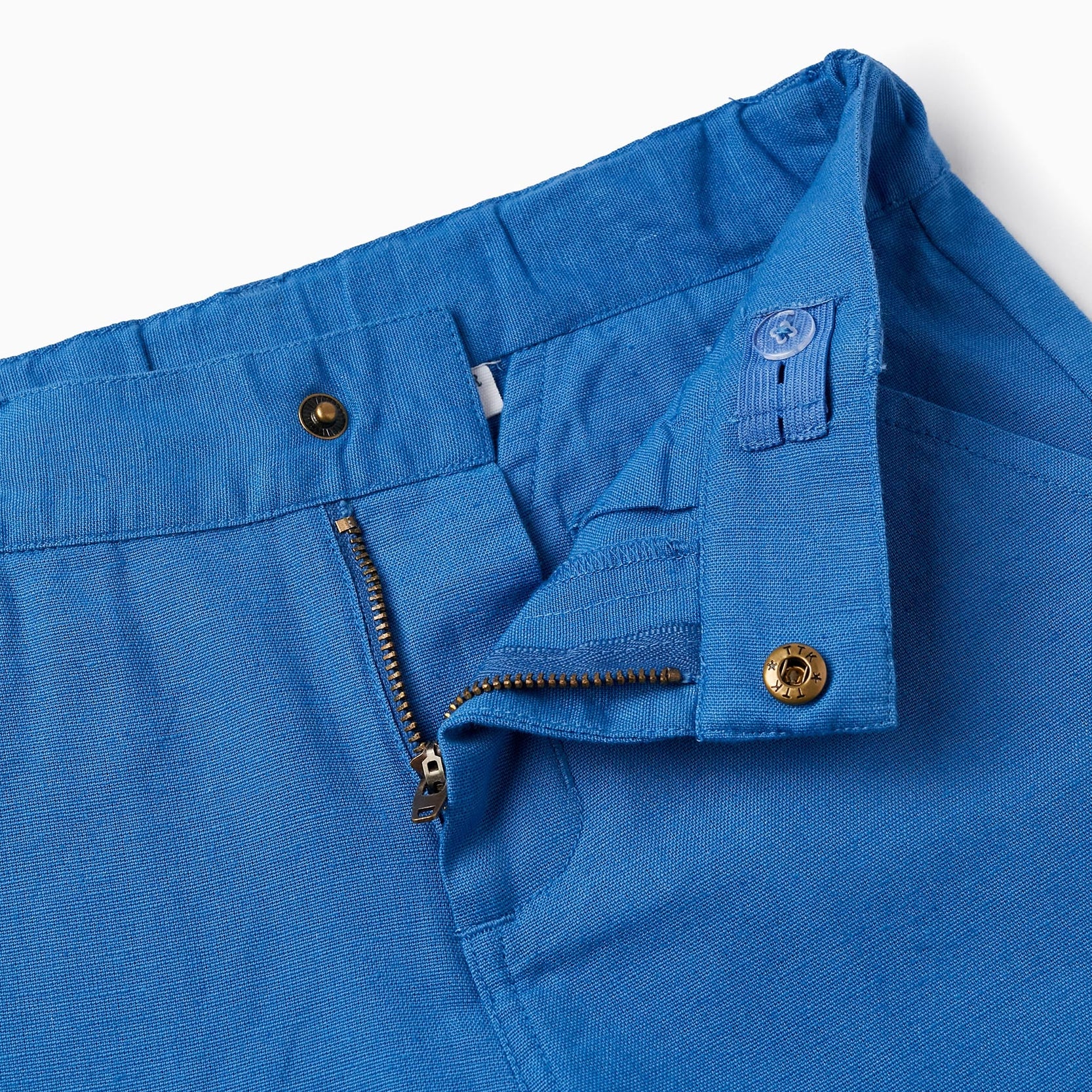 Cotton and Linen Chino Shorts for Boys 'Long', Blue