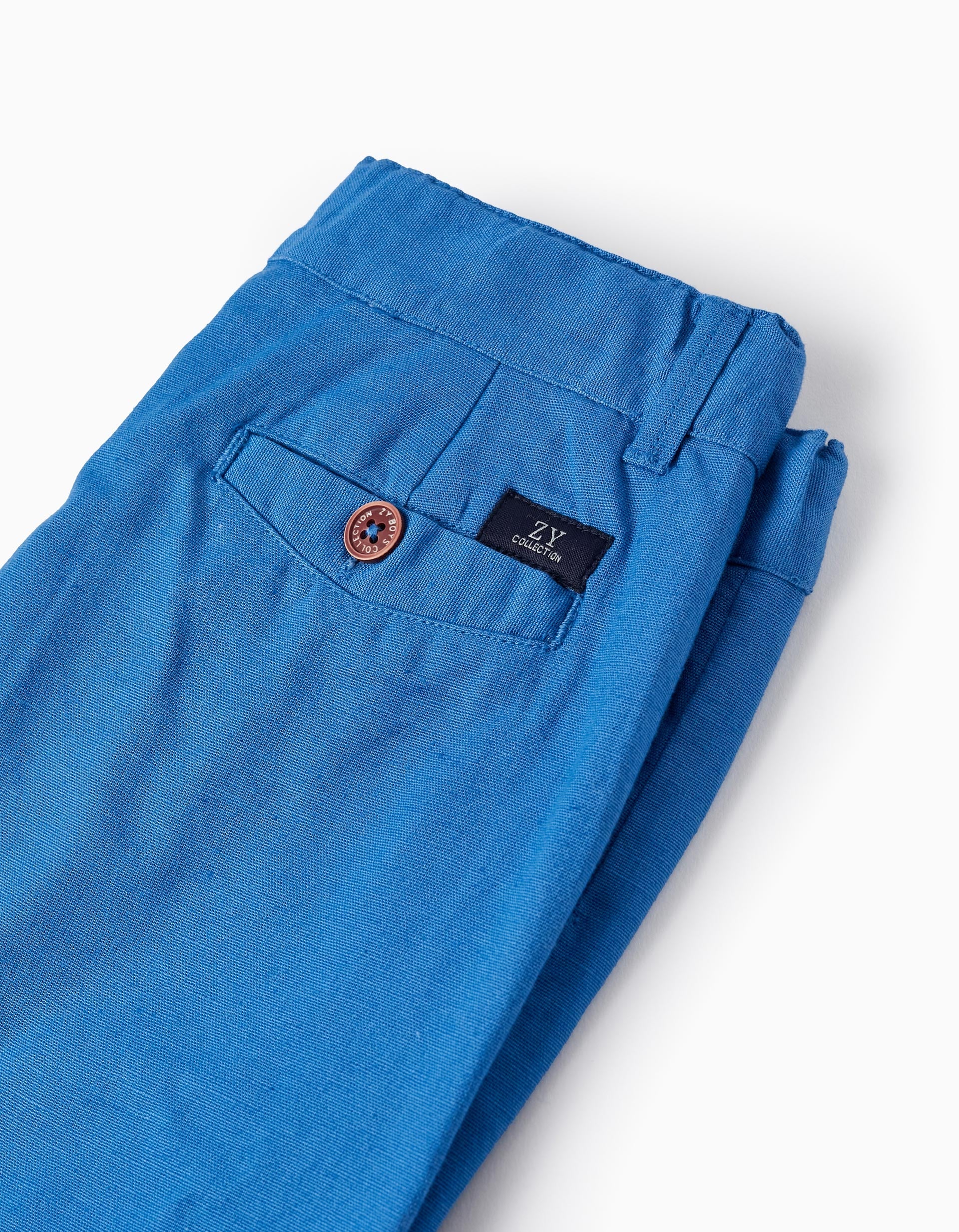 Cotton and Linen Chino Shorts for Boys 'Long', Blue