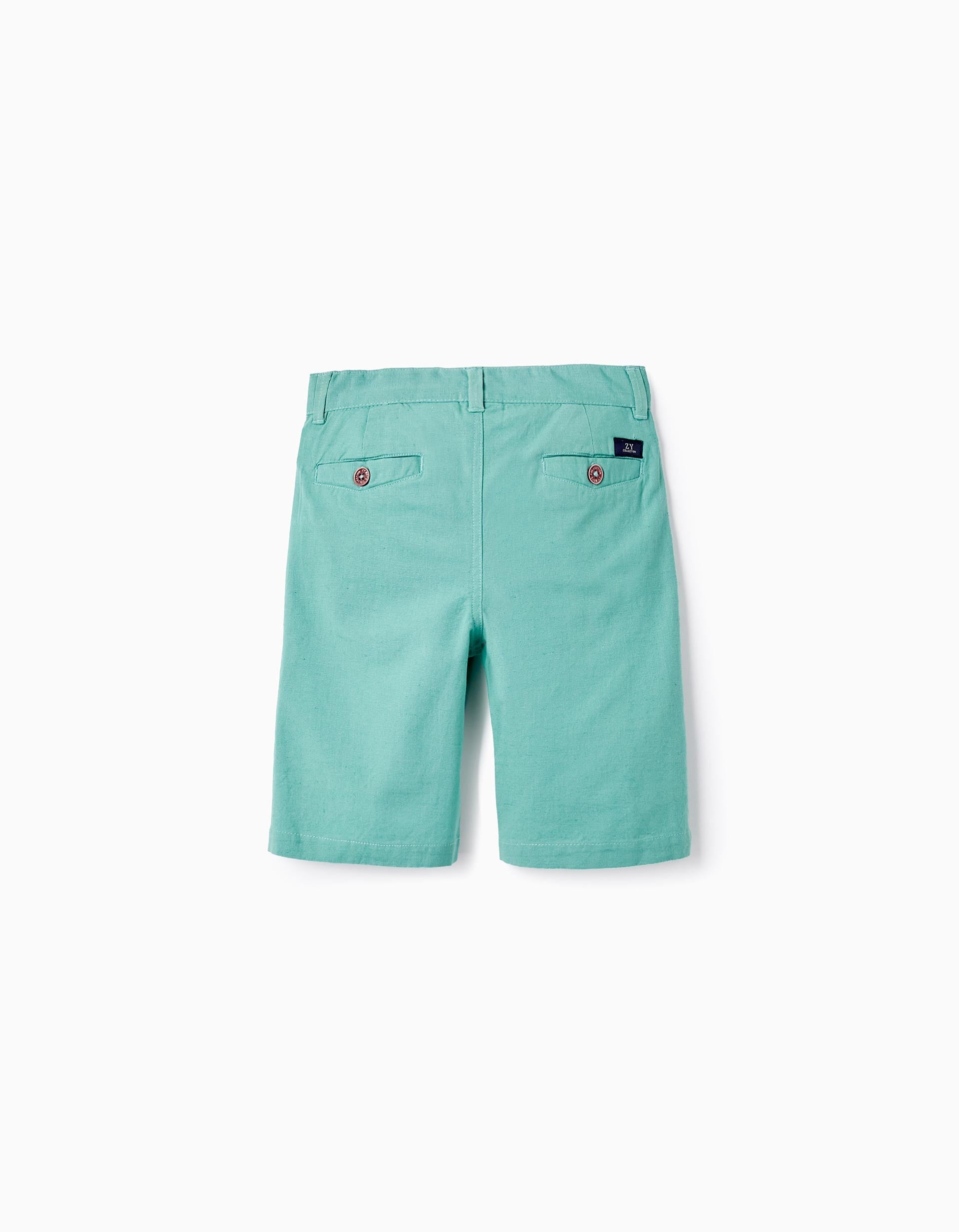 Cotton and Linen Chino Shorts for Boys 'B&S', Green