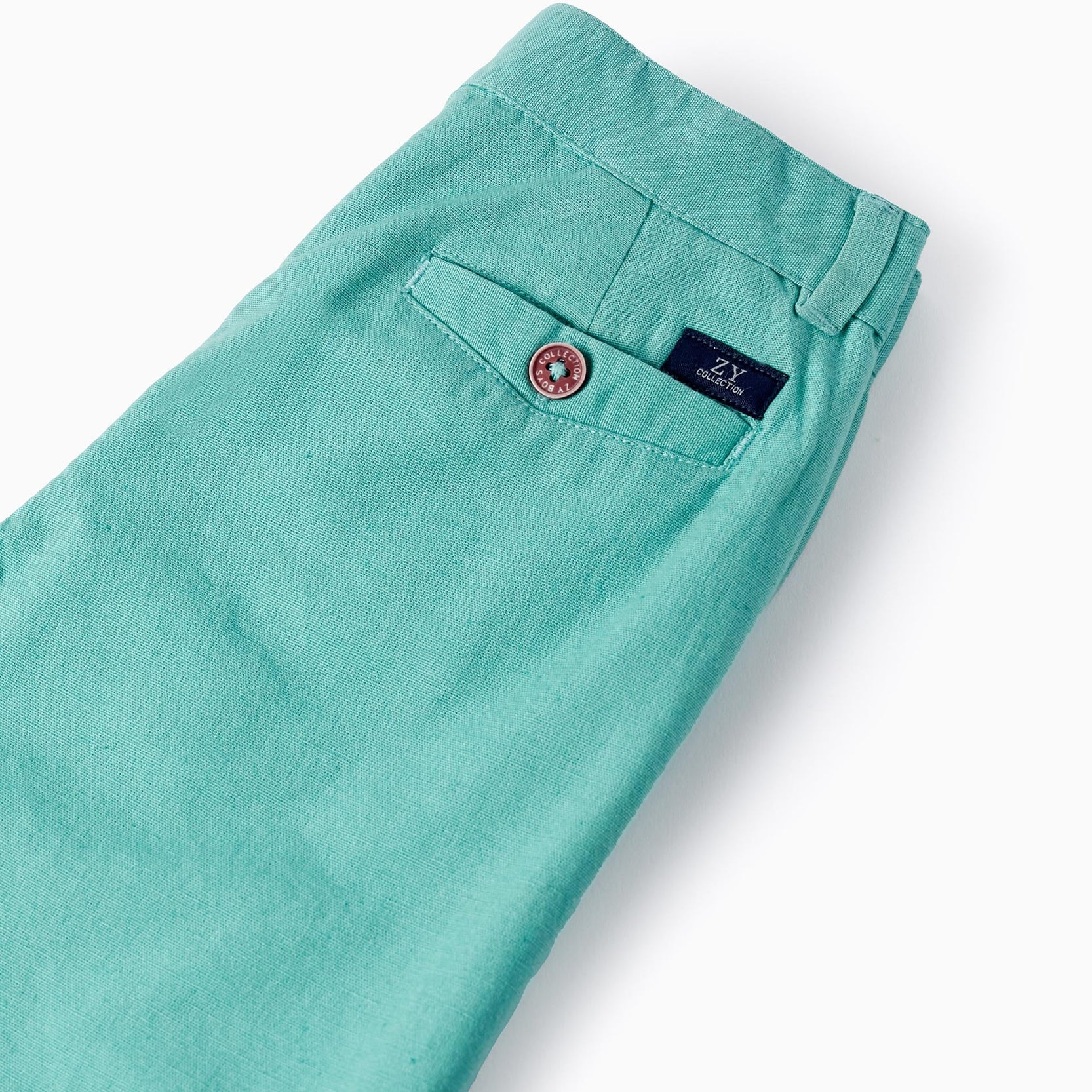 Cotton and Linen Chino Shorts for Boys 'B&S', Green