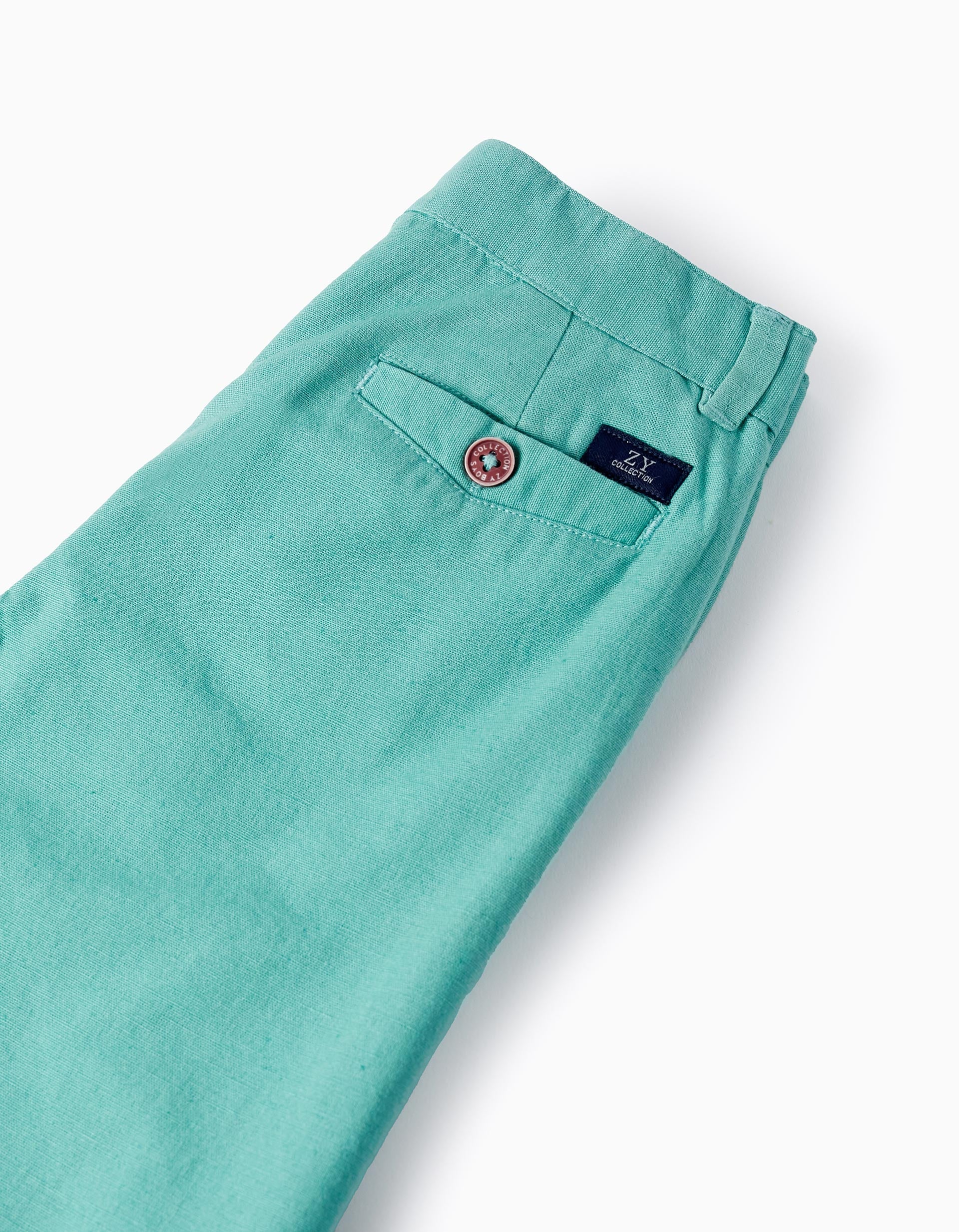 Cotton and Linen Chino Shorts for Boys 'B&S', Green