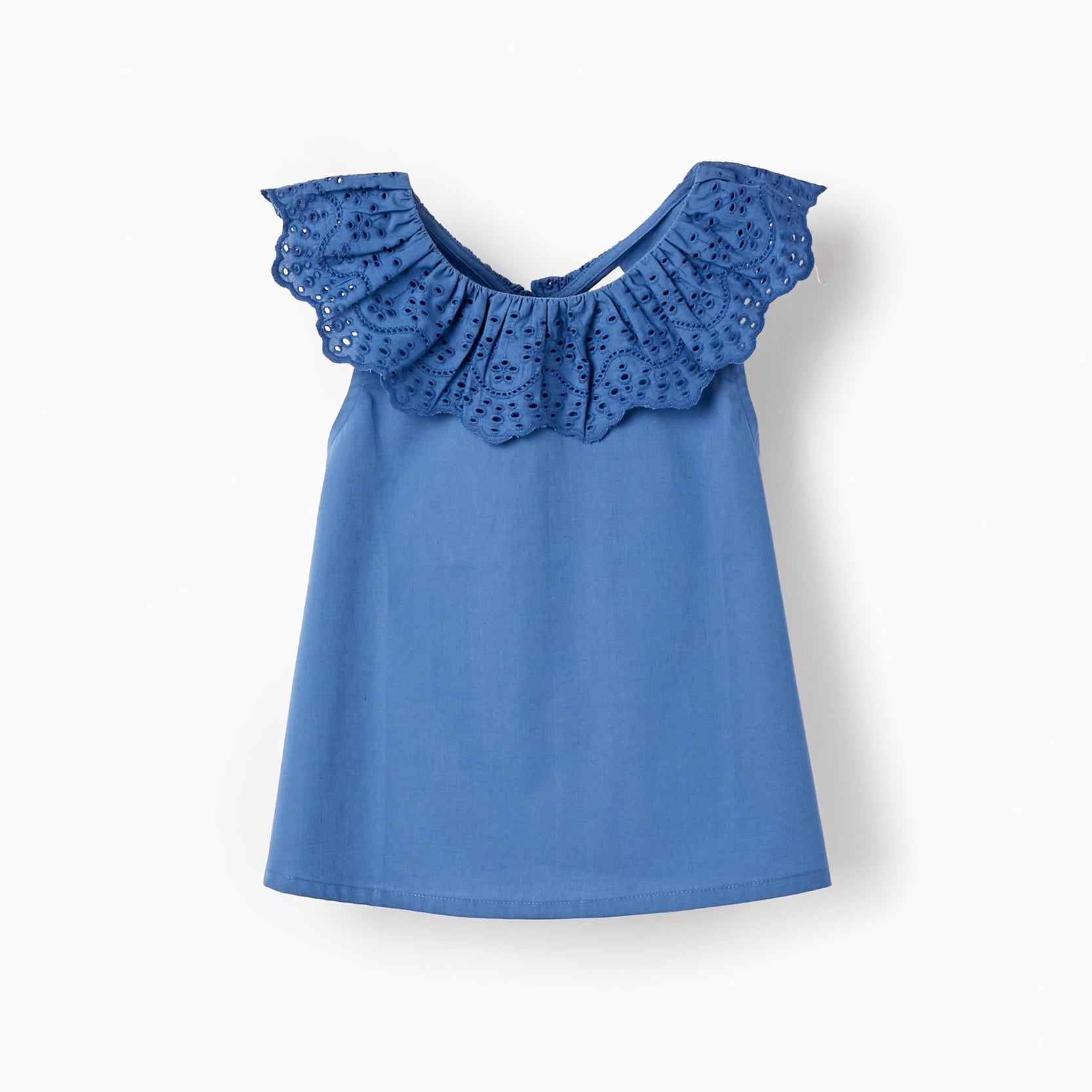 Cotton Top with Broderie Anglaise for Girls 'You&Me', Blue