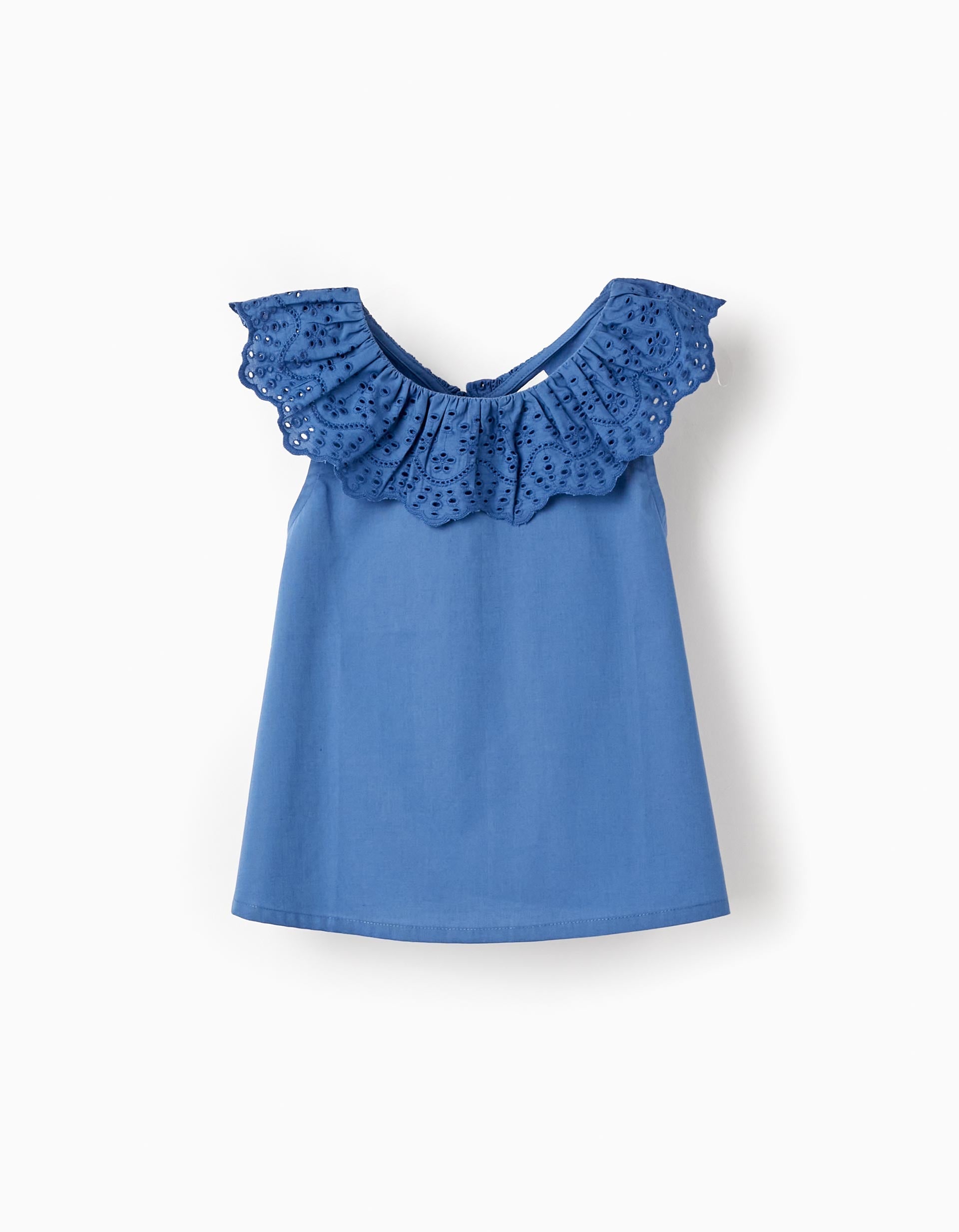 Cotton Top with Broderie Anglaise for Girls 'You&Me', Blue