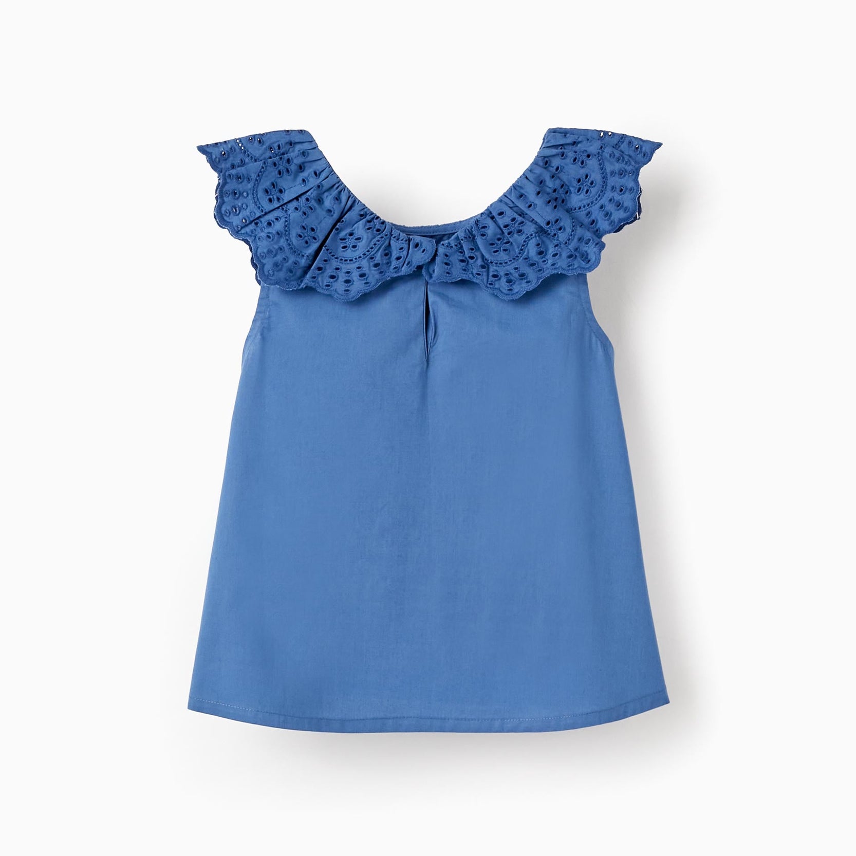 Cotton Top with Broderie Anglaise for Girls 'You&Me', Blue
