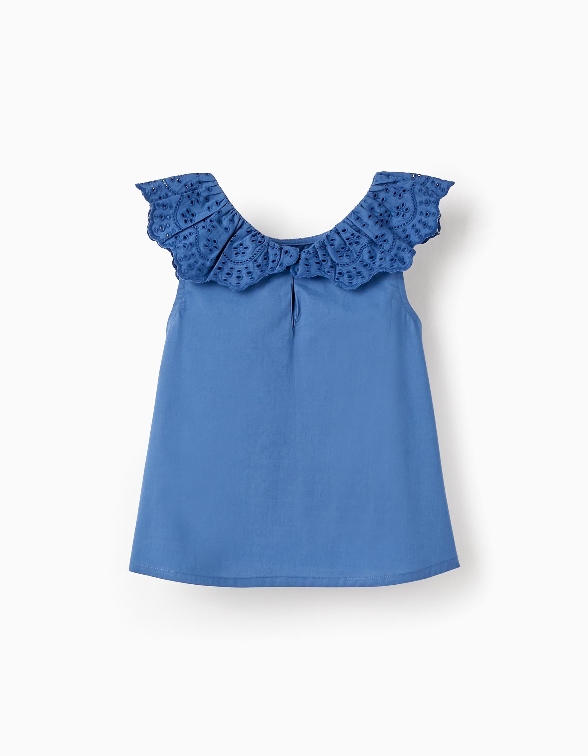 Cotton Top with Broderie Anglaise for Girls 'You&Me', Blue