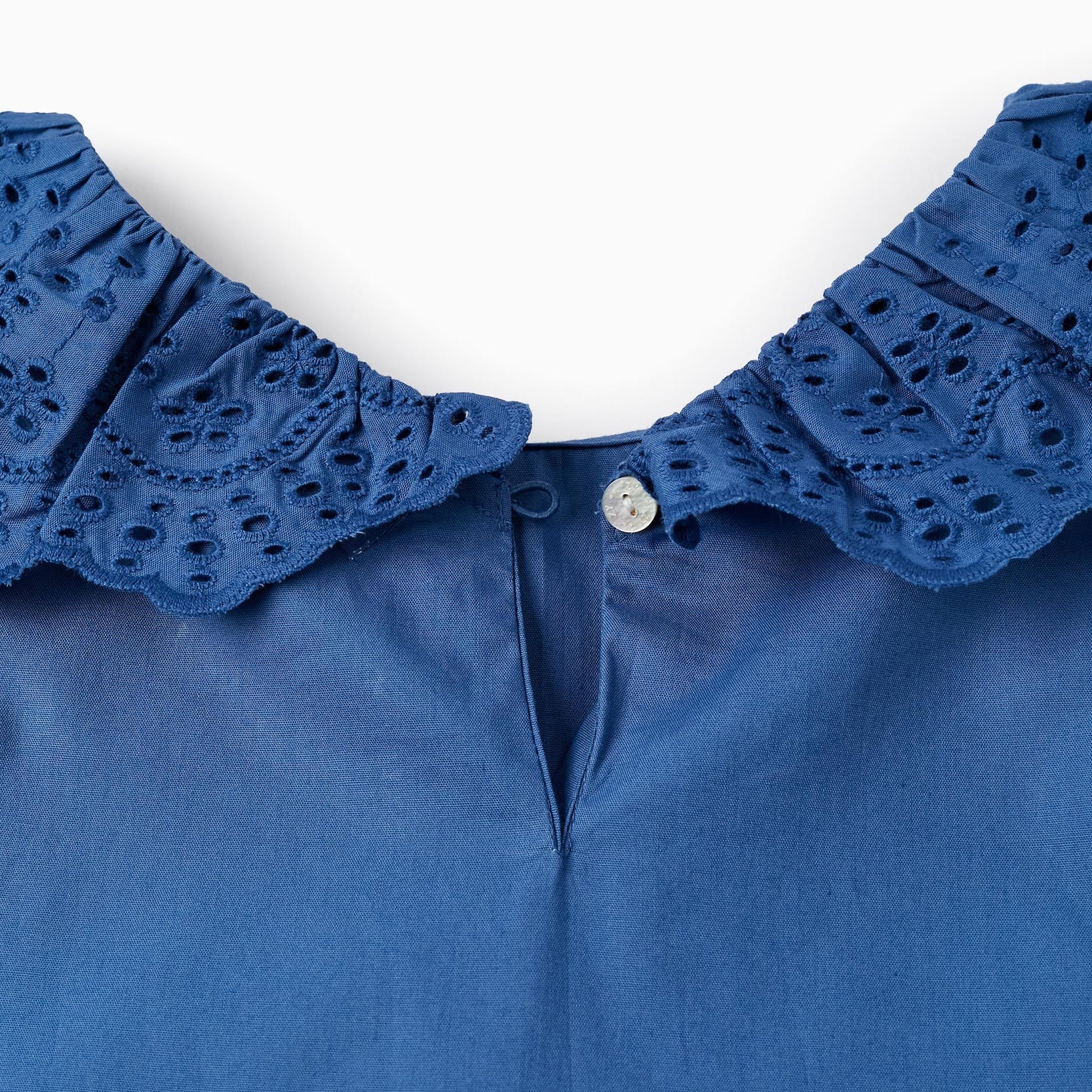 Cotton Top with Broderie Anglaise for Girls 'You&Me', Blue