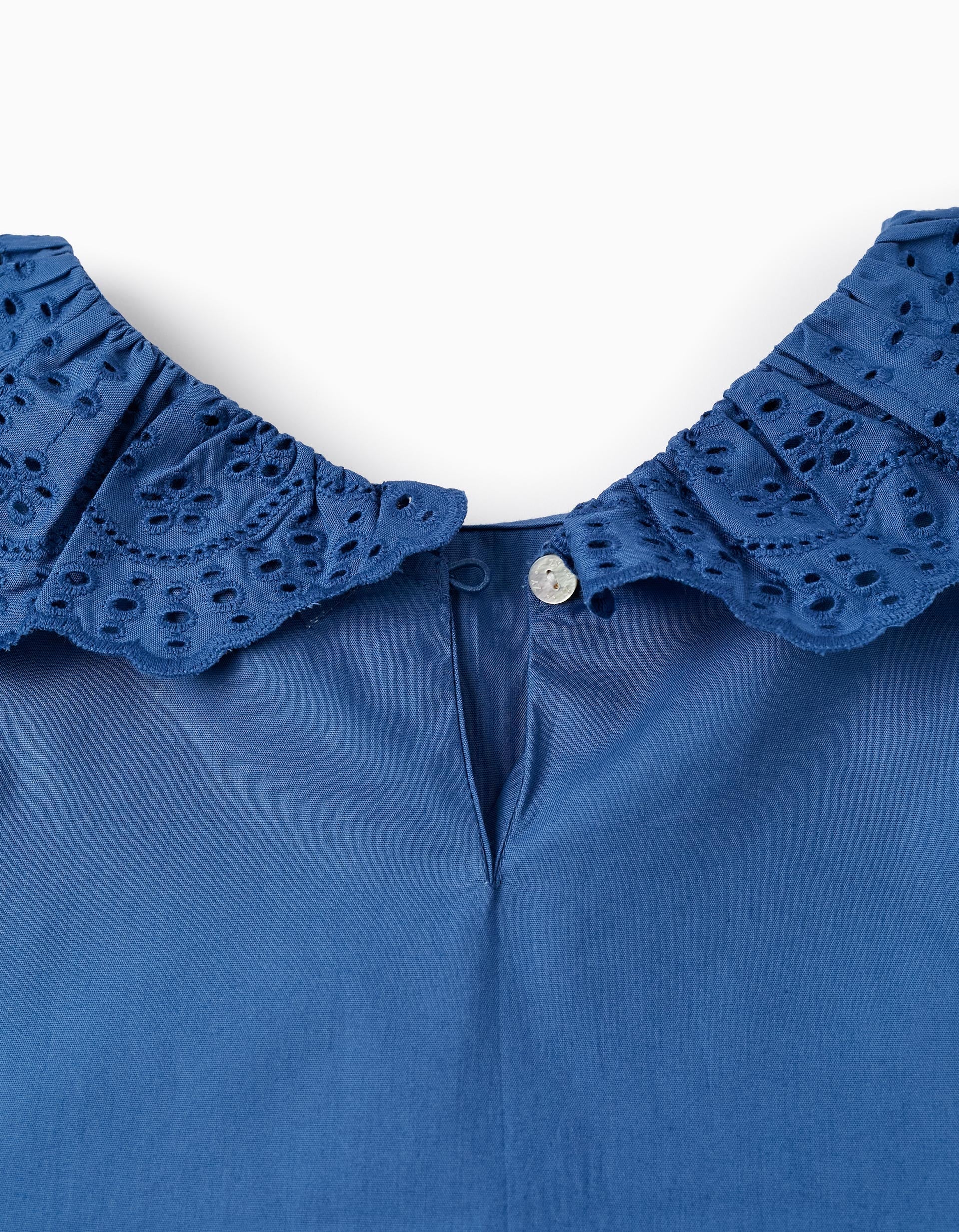 Cotton Top with Broderie Anglaise for Girls 'You&Me', Blue