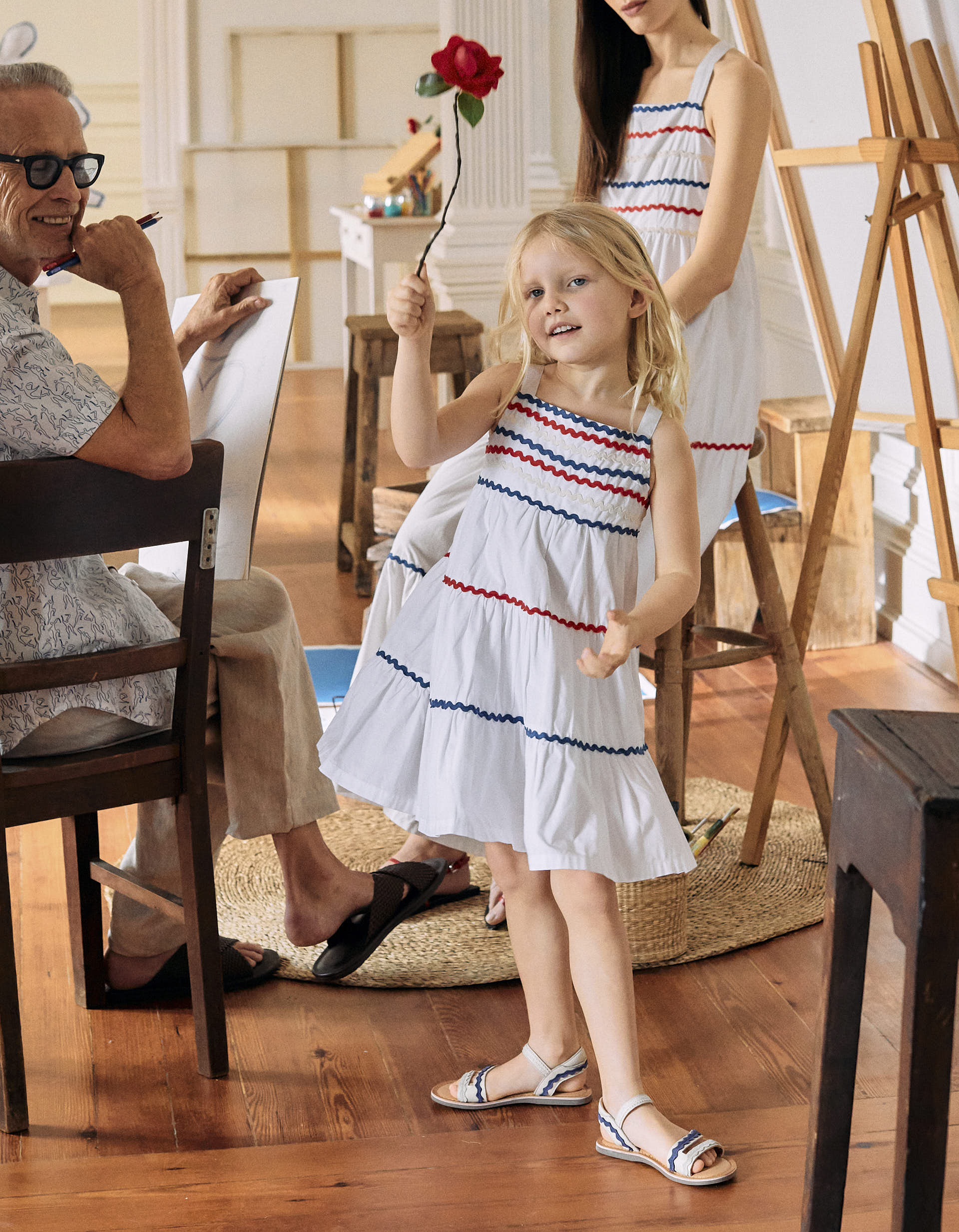 Cotton Dress for Girls 'You&Me', White