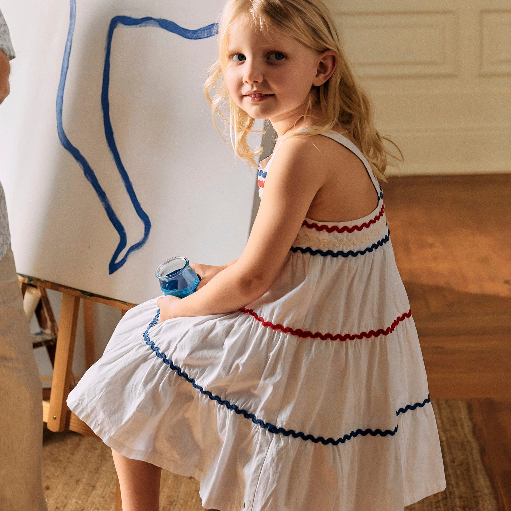 Cotton Dress for Girls 'You&Me', White