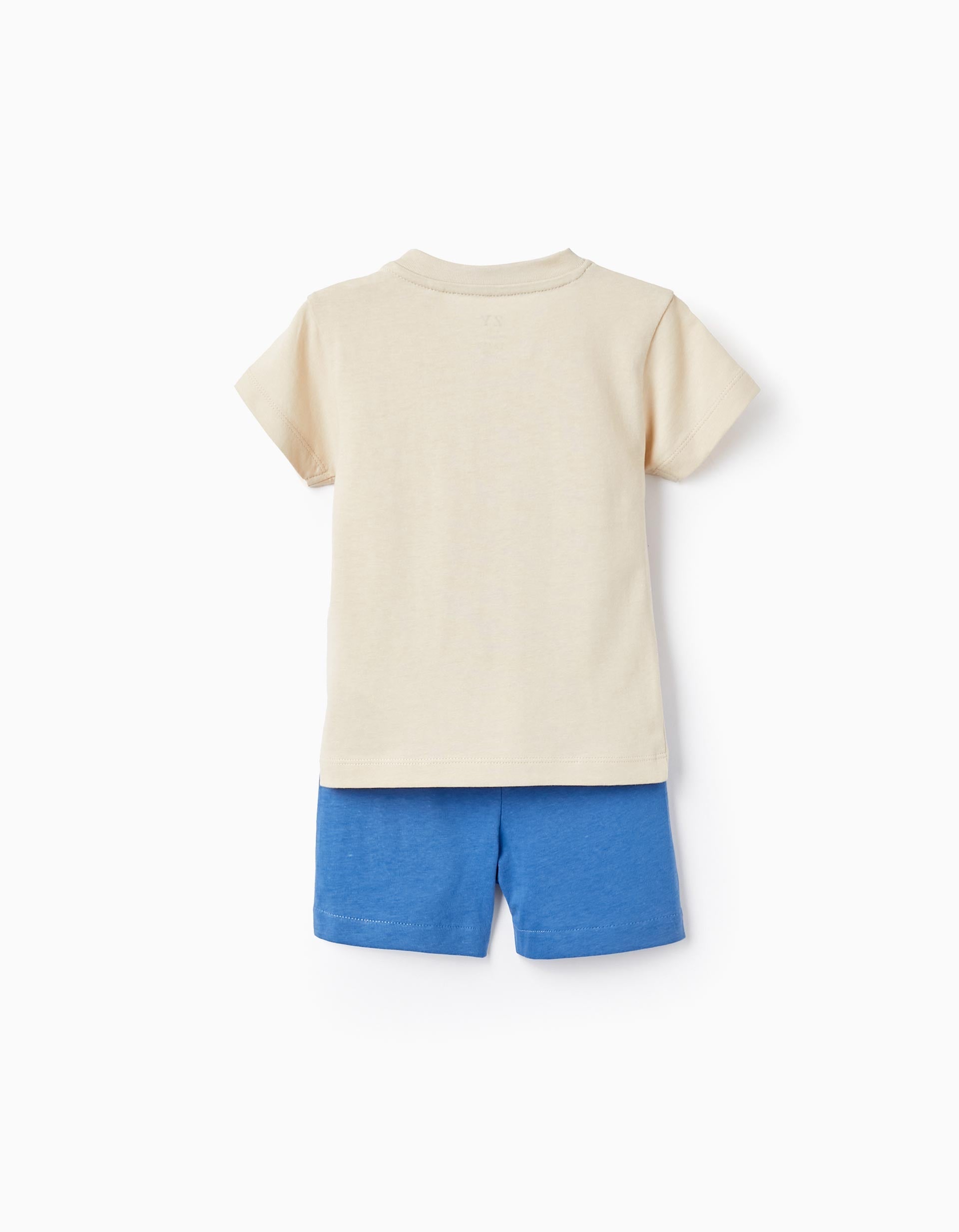T-shirt + Shorts for Baby Boys 'French Polynesia', Beige/Blue