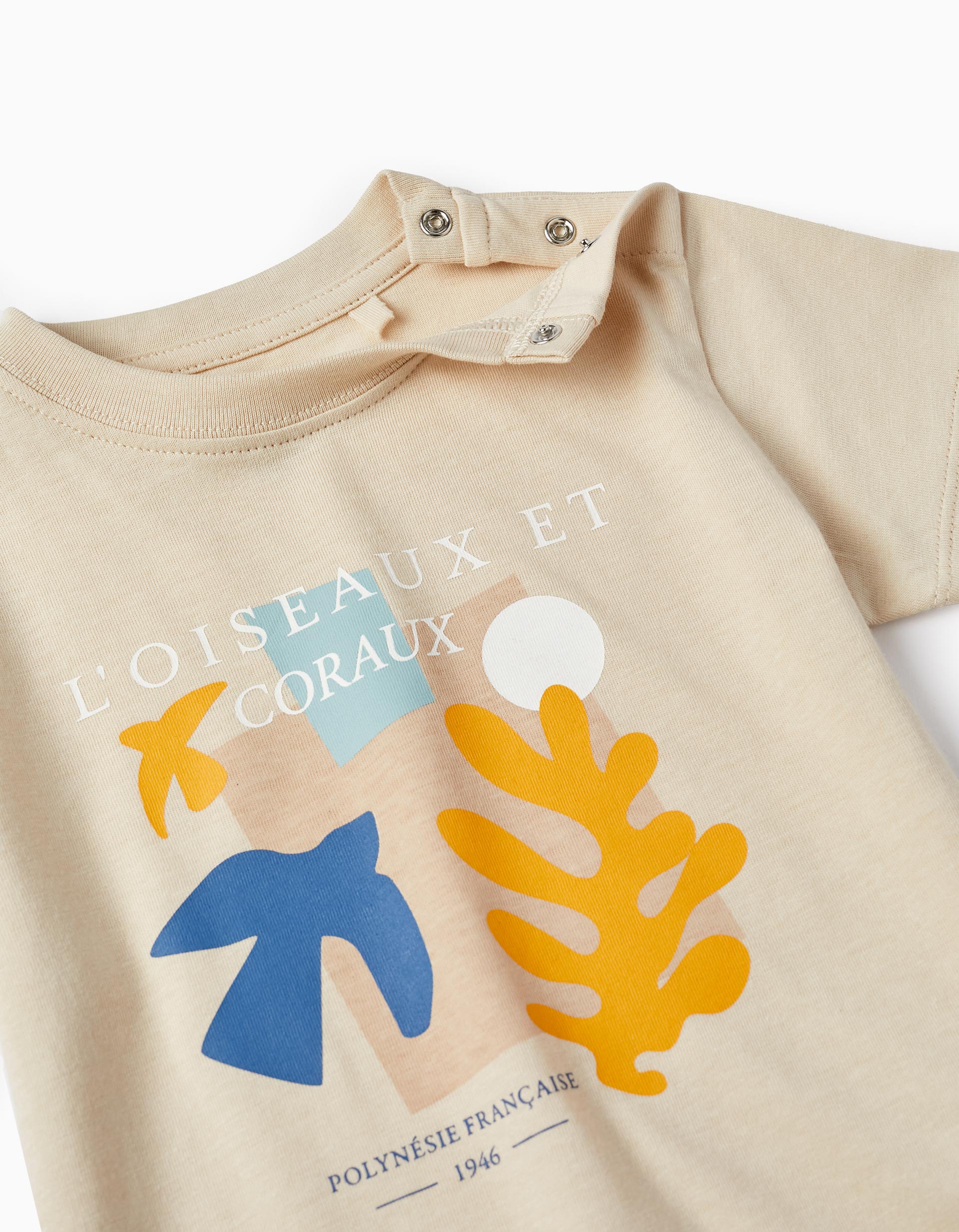 T-shirt + Shorts for Baby Boys 'French Polynesia', Beige/Blue