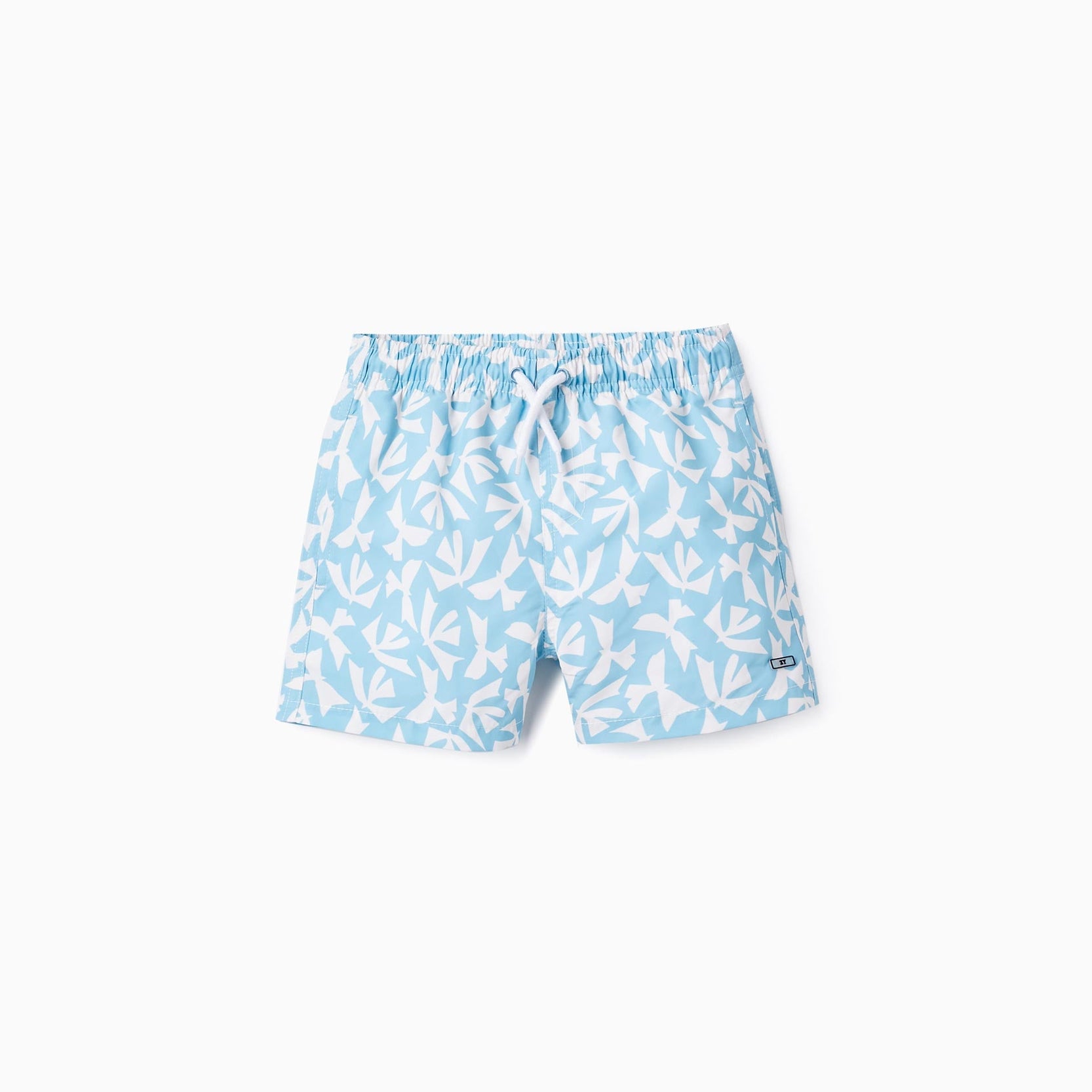 Swim Shorts with Pattern for Boys, Blue/White