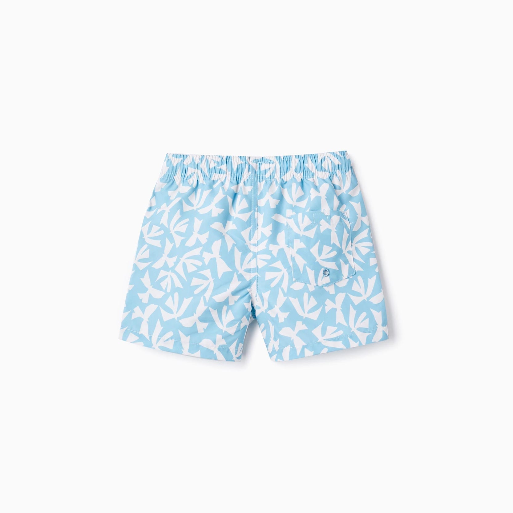 Swim Shorts with Pattern for Boys, Blue/White
