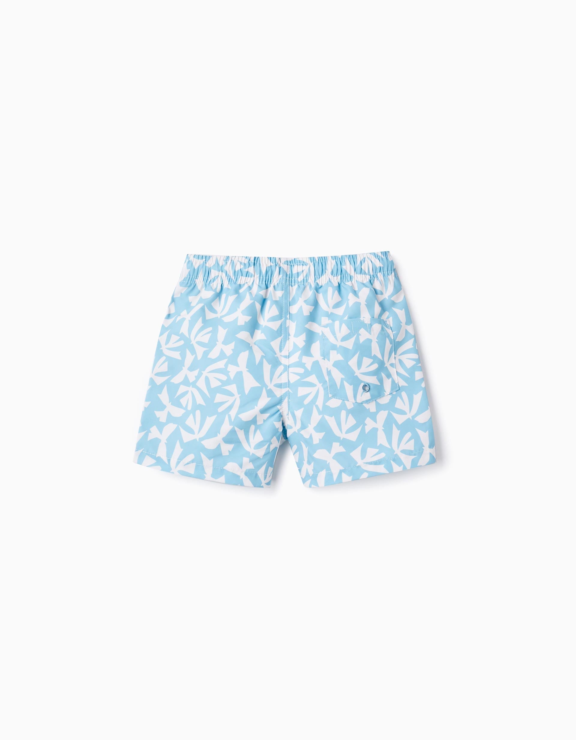 Swim Shorts with Pattern for Boys, Blue/White