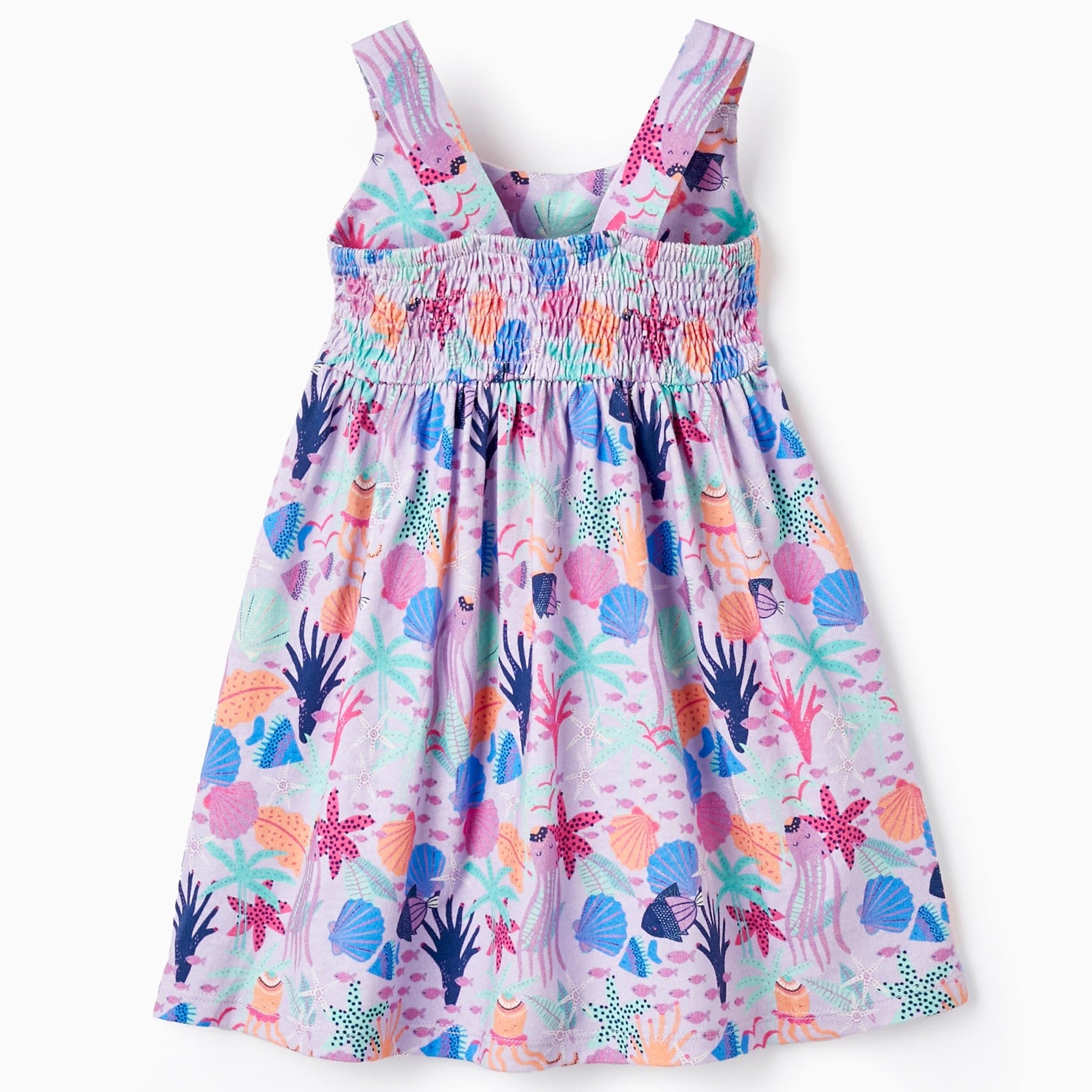 Printed Dress + Hair Ribbon for Baby Girls 'Sea', Lilac