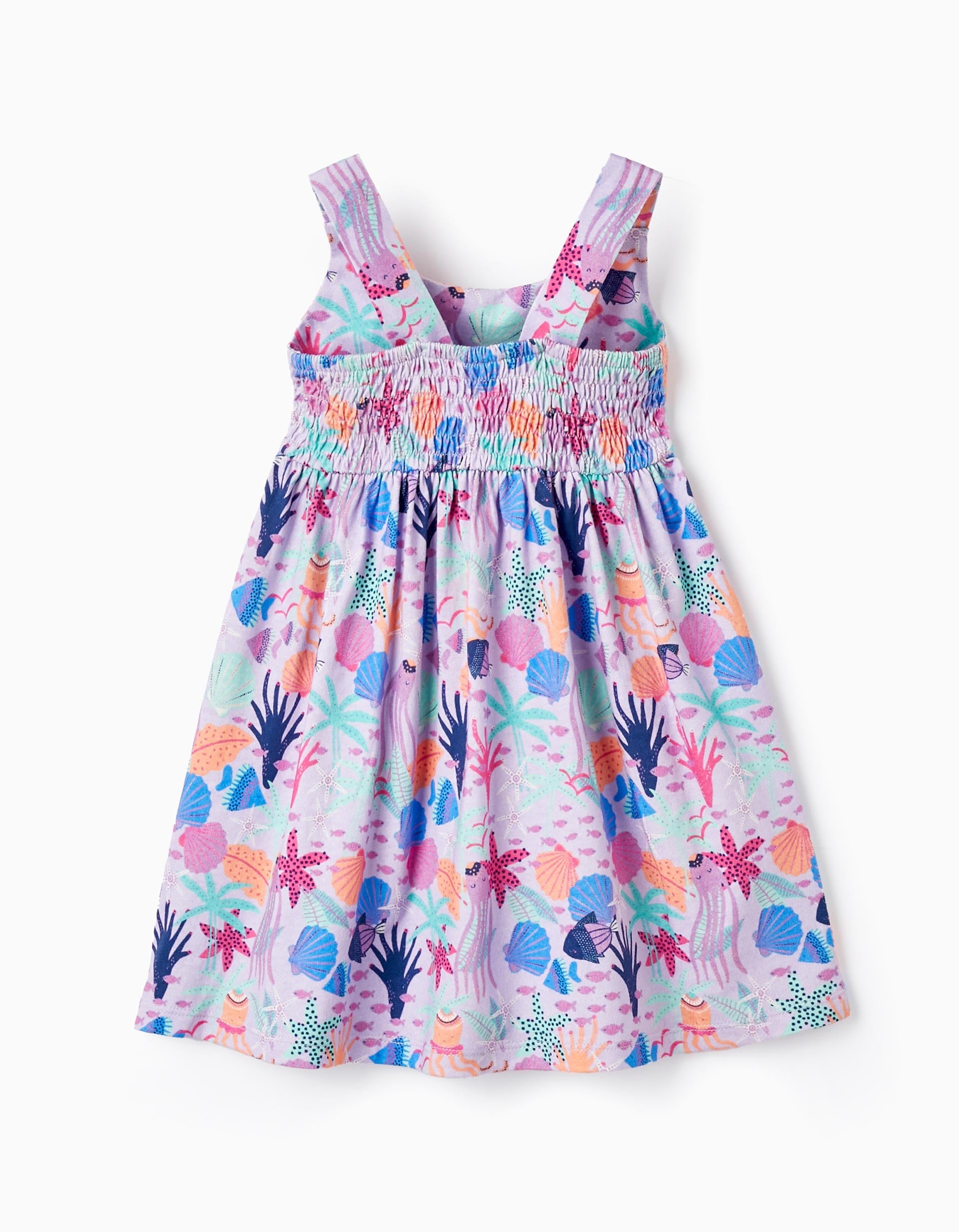 Printed Dress + Hair Ribbon for Baby Girls 'Sea', Lilac