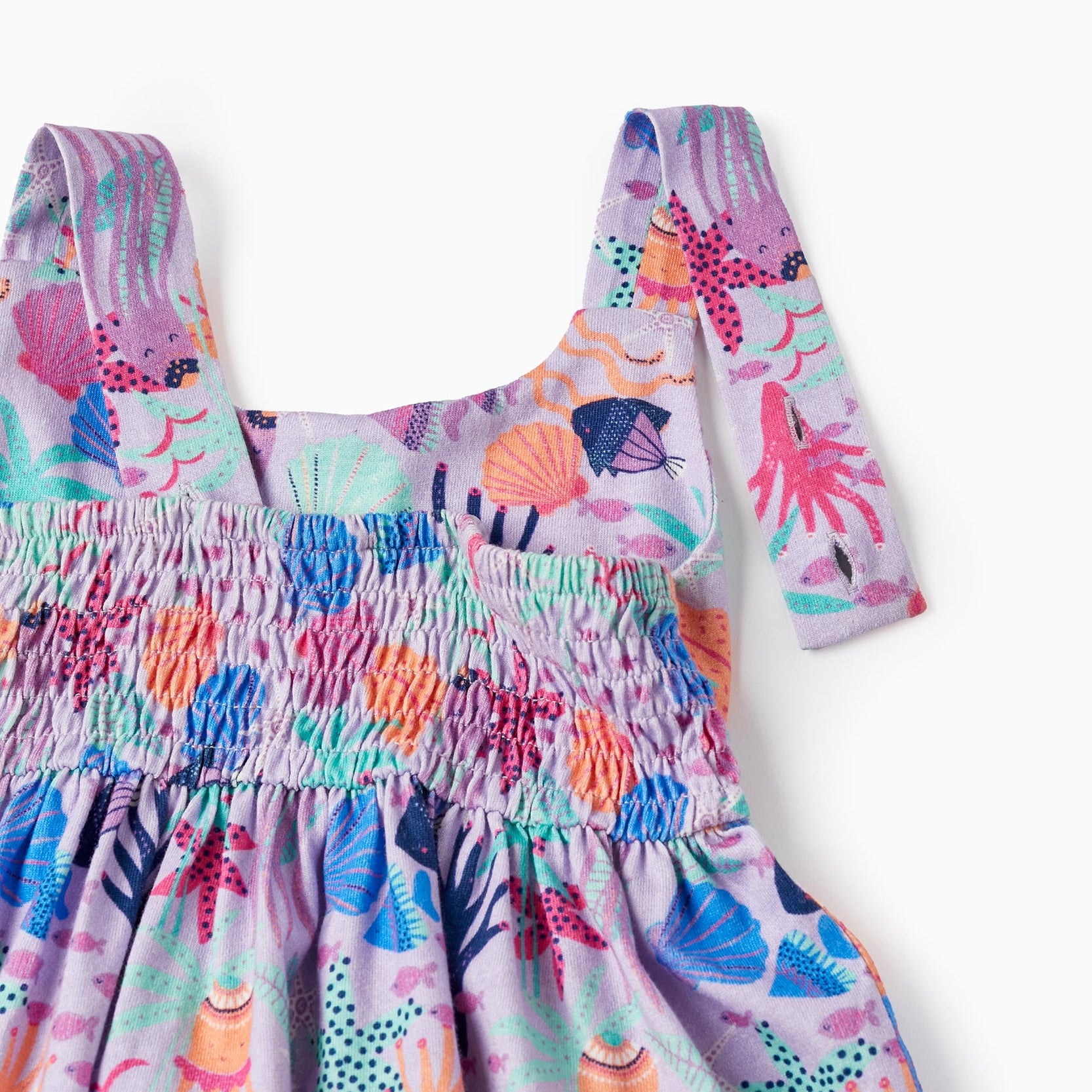 Printed Dress + Hair Ribbon for Baby Girls 'Sea', Lilac