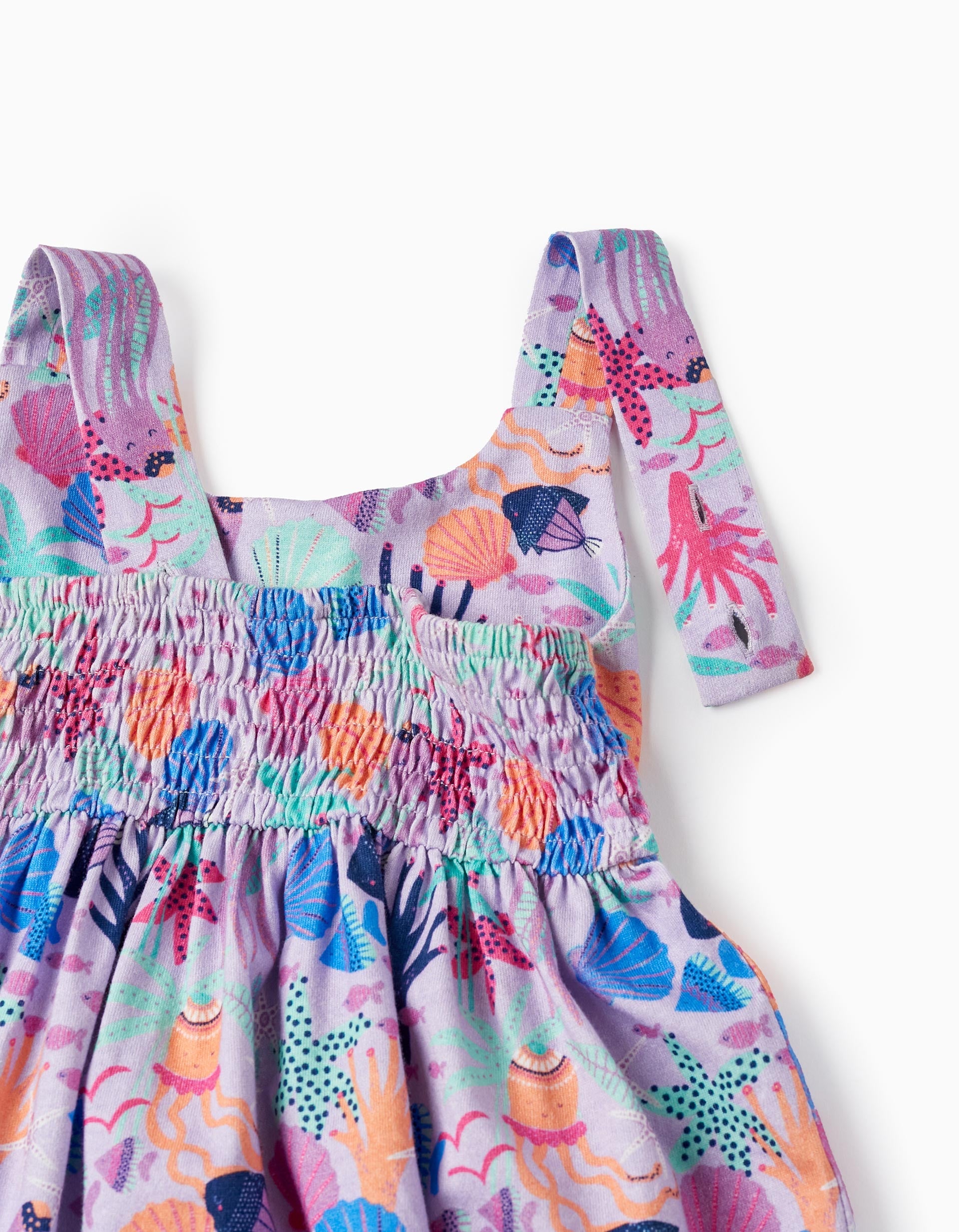 Printed Dress + Hair Ribbon for Baby Girls 'Sea', Lilac