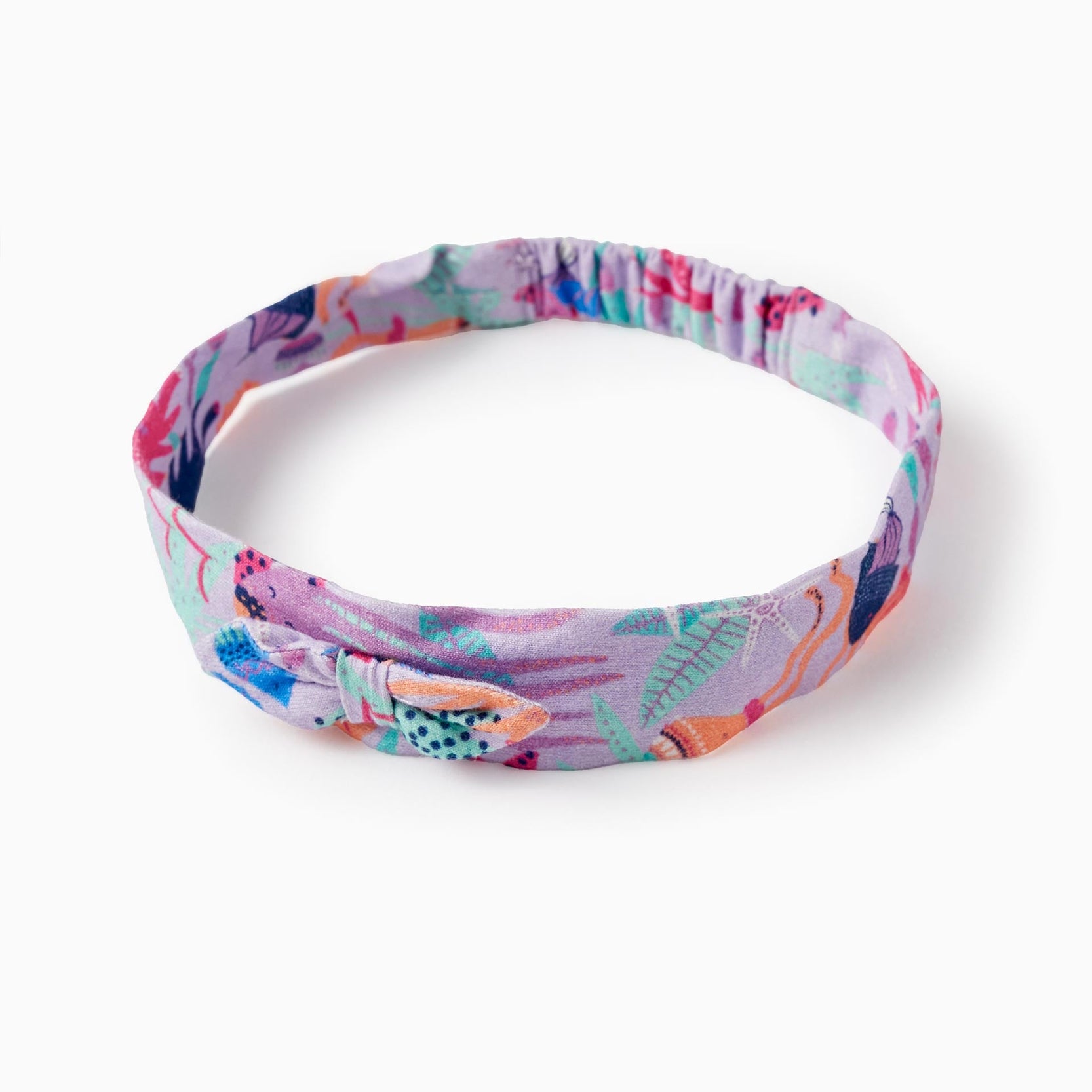 Printed Dress + Hair Ribbon for Baby Girls 'Sea', Lilac