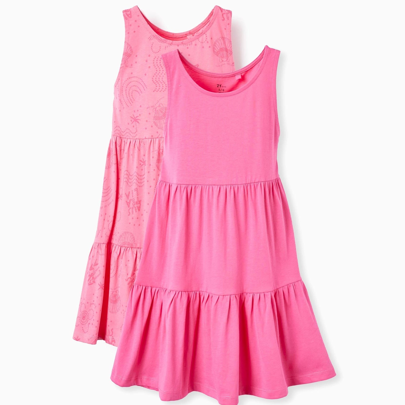 2 Cotton Dresses for Girls, Pink