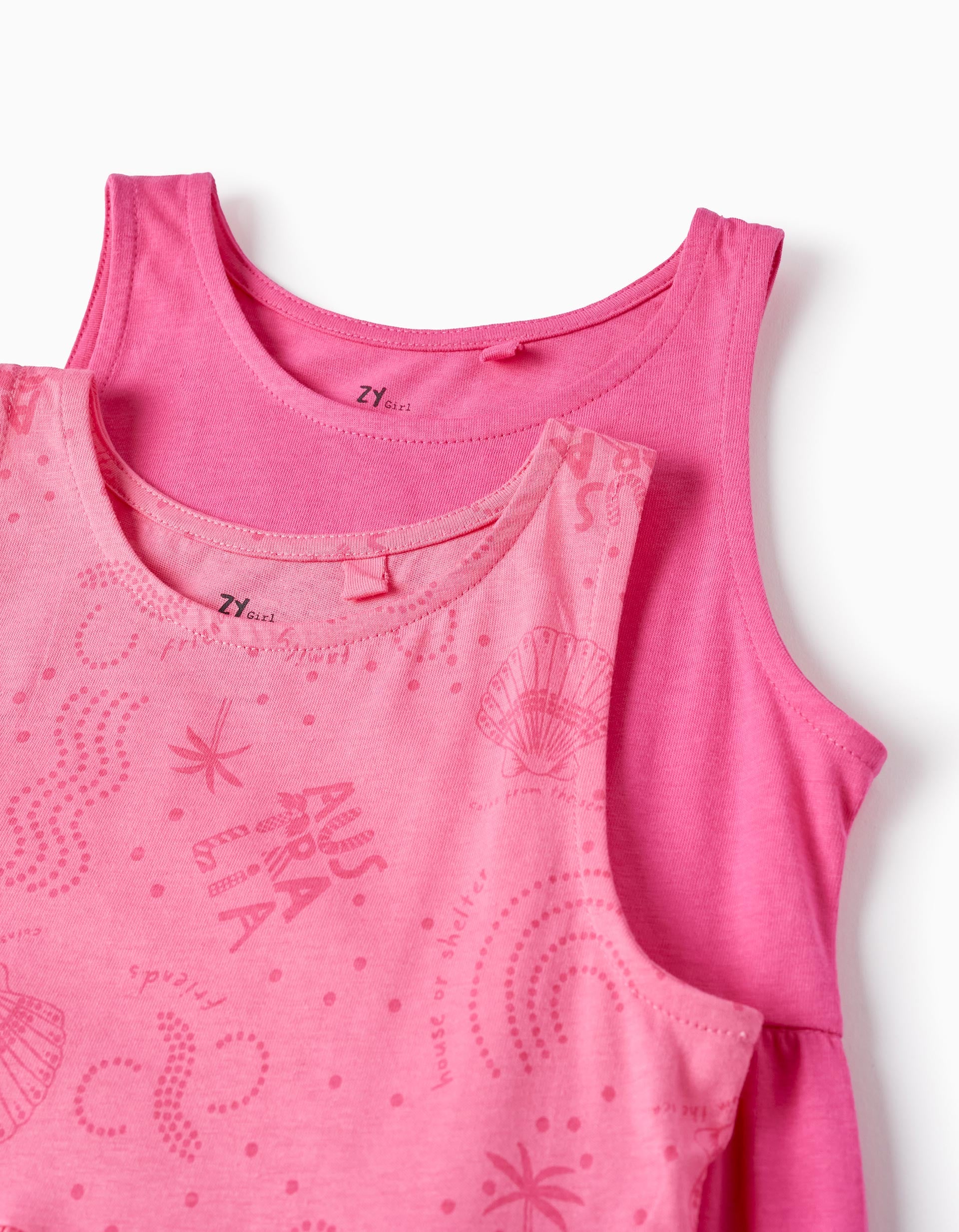 2 Cotton Dresses for Girls, Pink