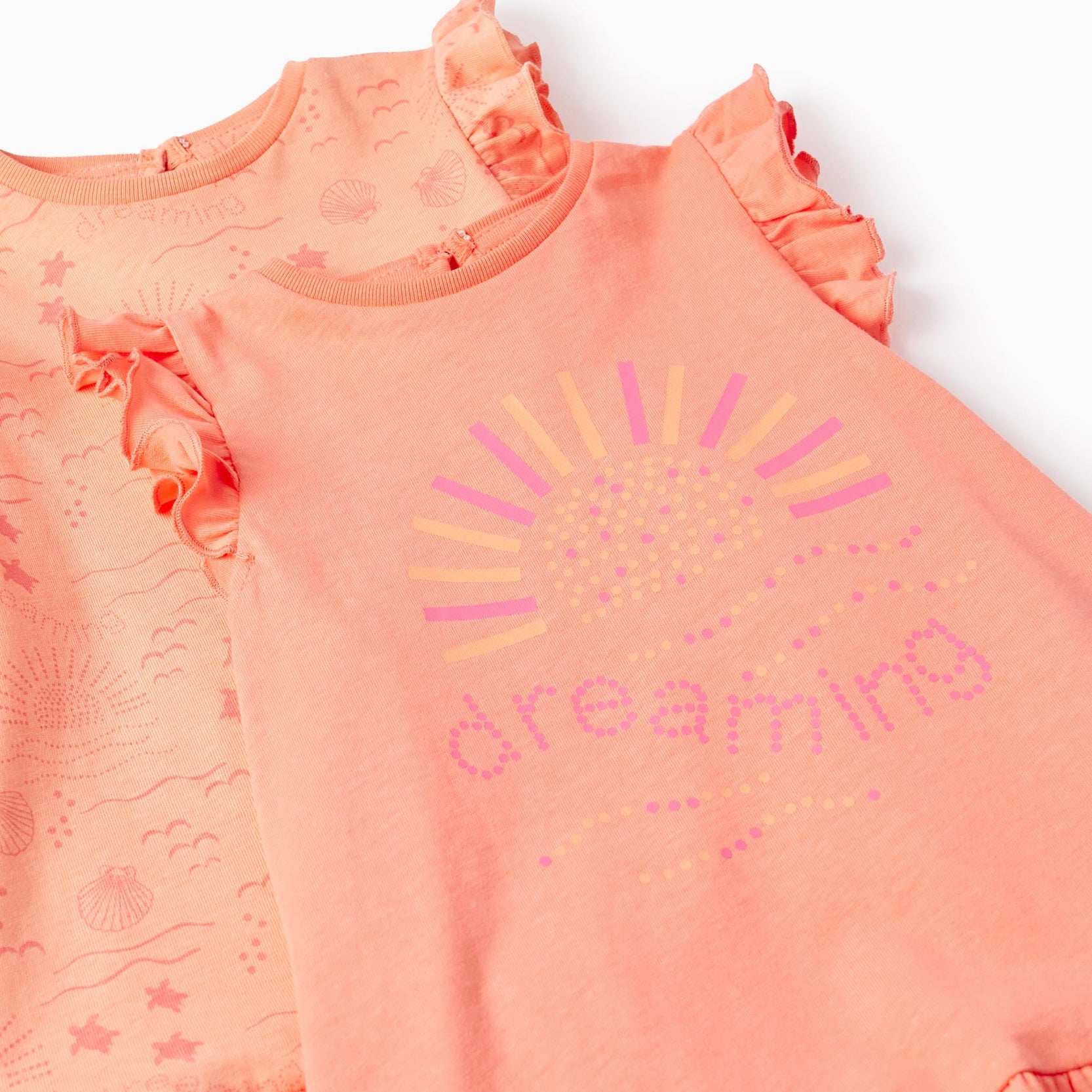 Pack of 2 Cotton Dresses for Baby Girls 'Dreaming', Orange