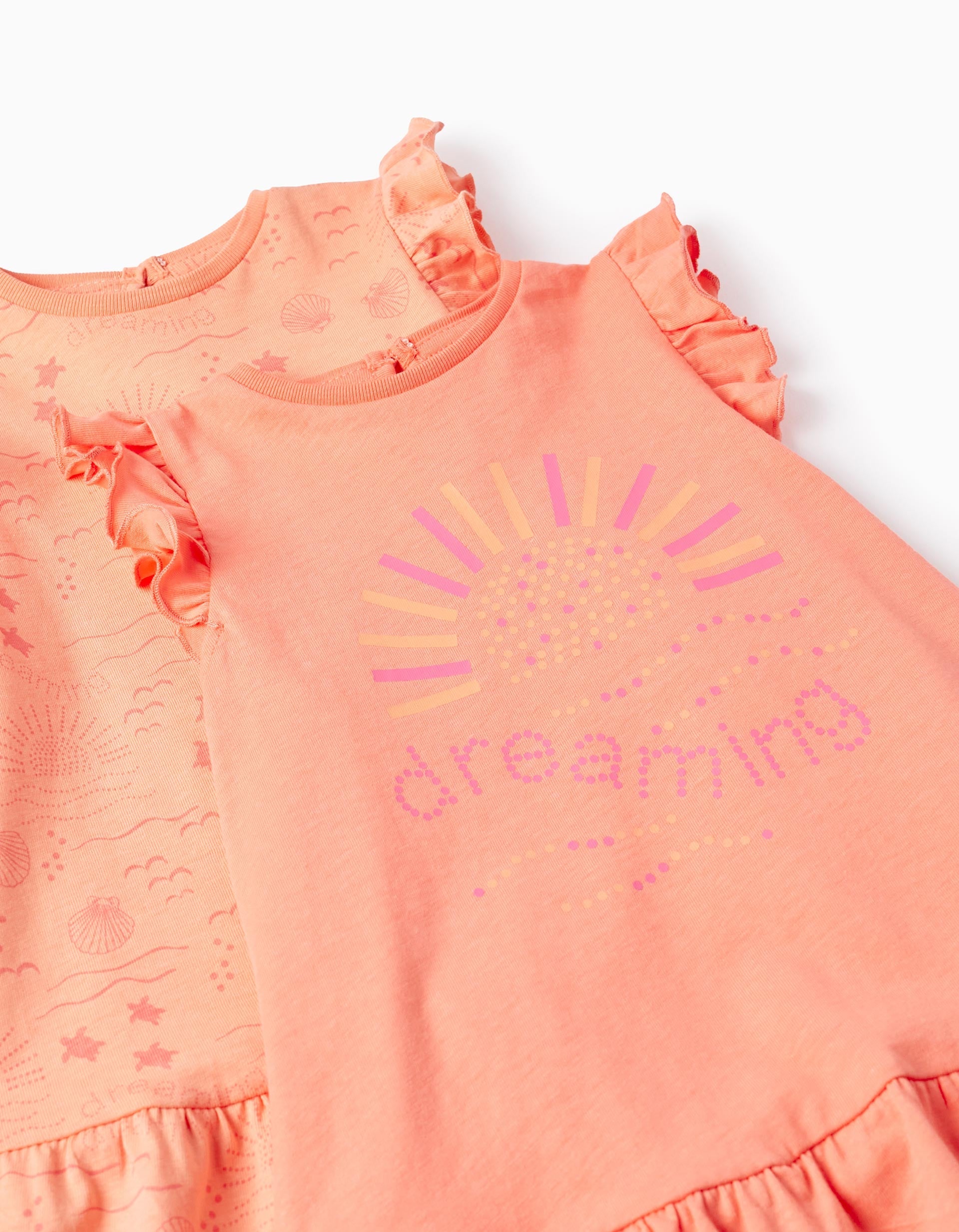 Pack of 2 Cotton Dresses for Baby Girls 'Dreaming', Orange