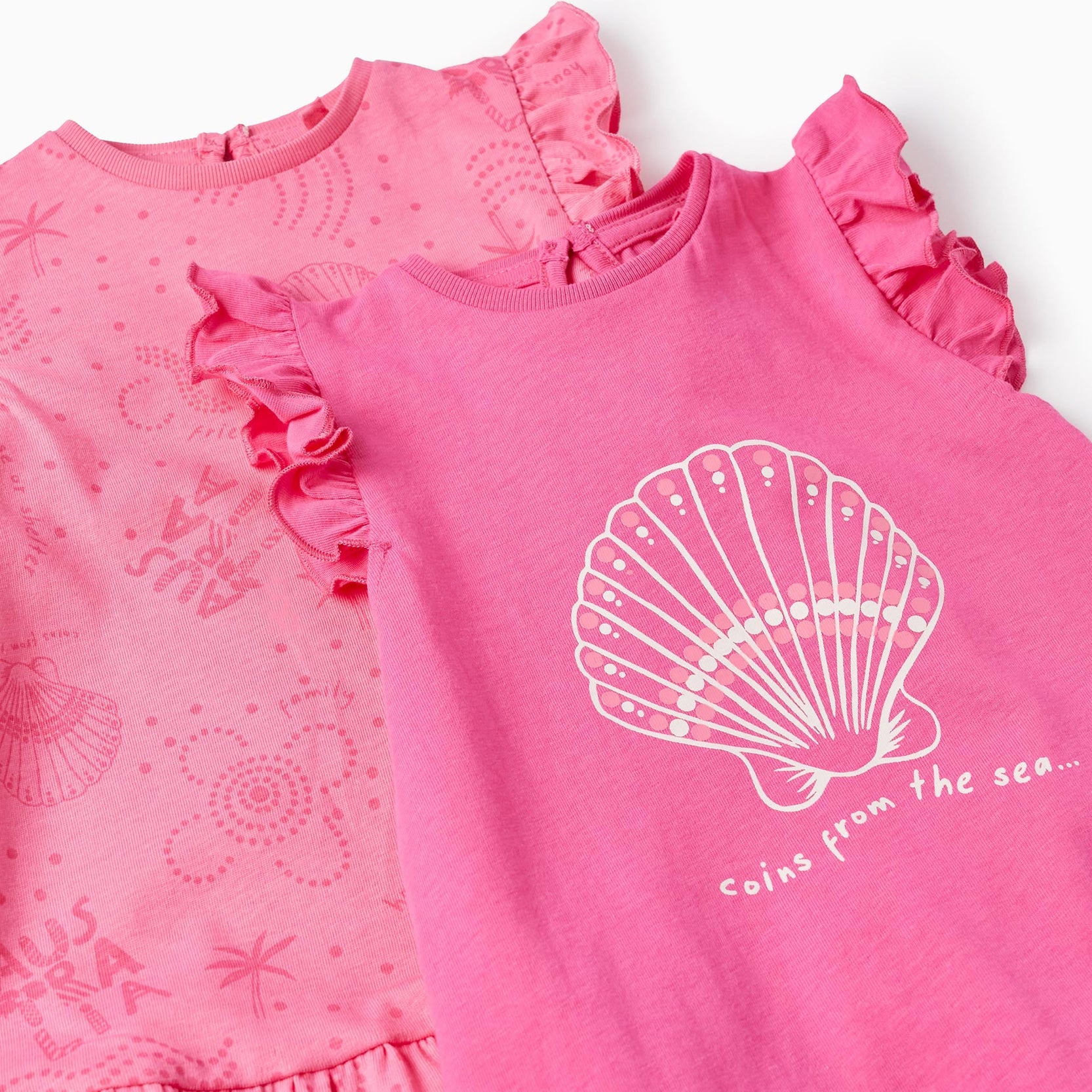 Pack of 2 Cotton Dresses for Baby Girls 'Coins From The Sea', Pink