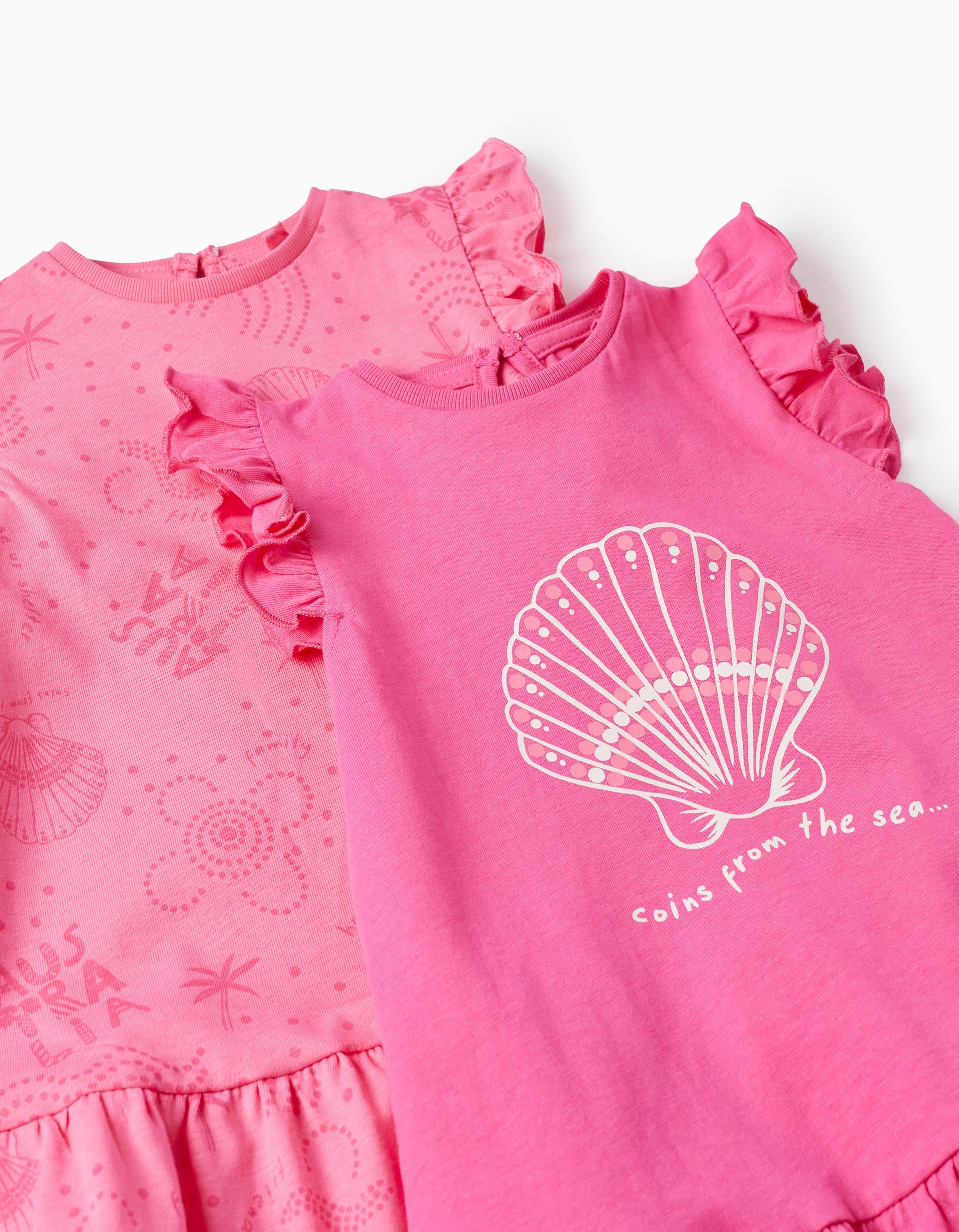Pack of 2 Cotton Dresses for Baby Girls 'Coins From The Sea', Pink
