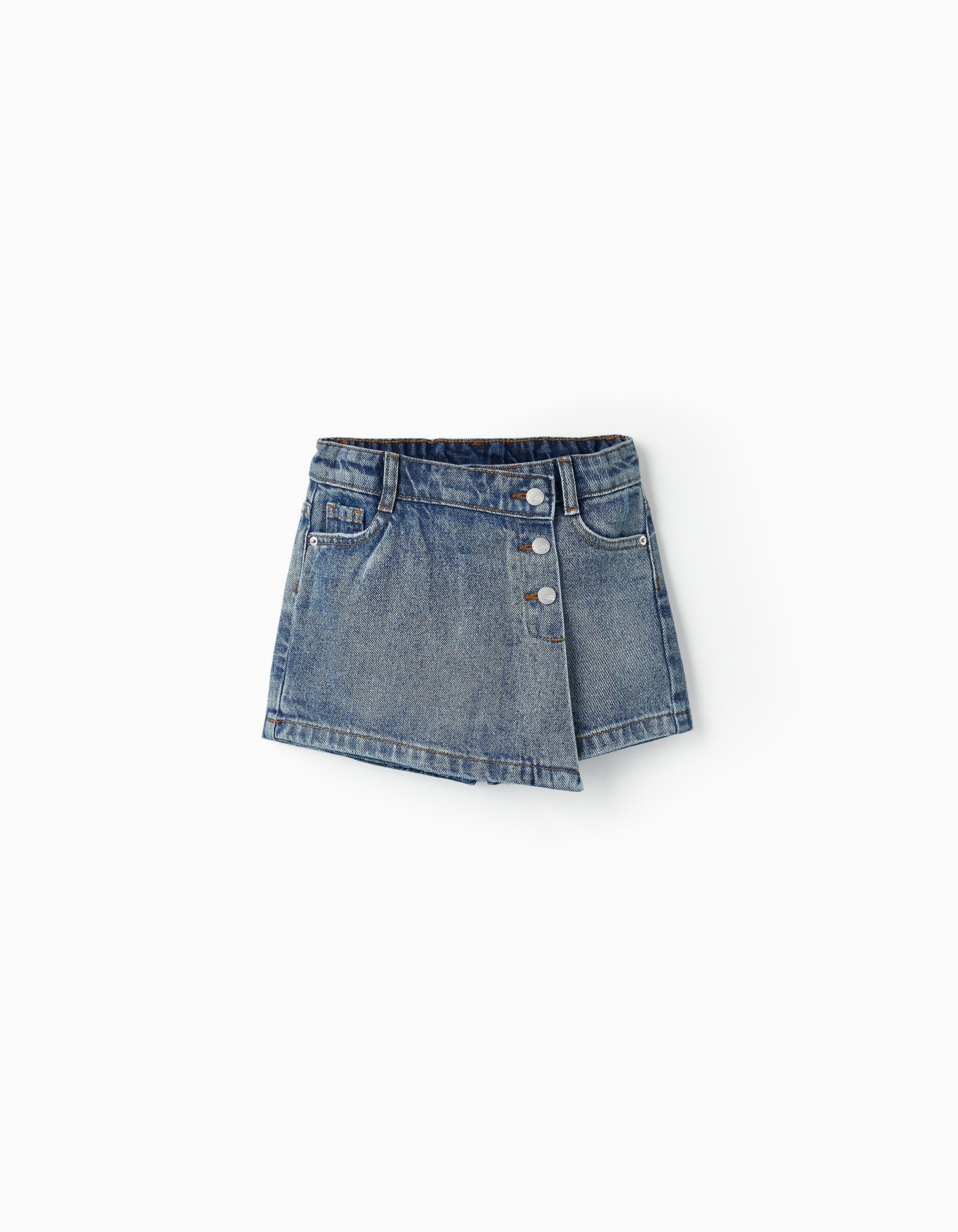 Denim Cotton Skort for Girls, Blue