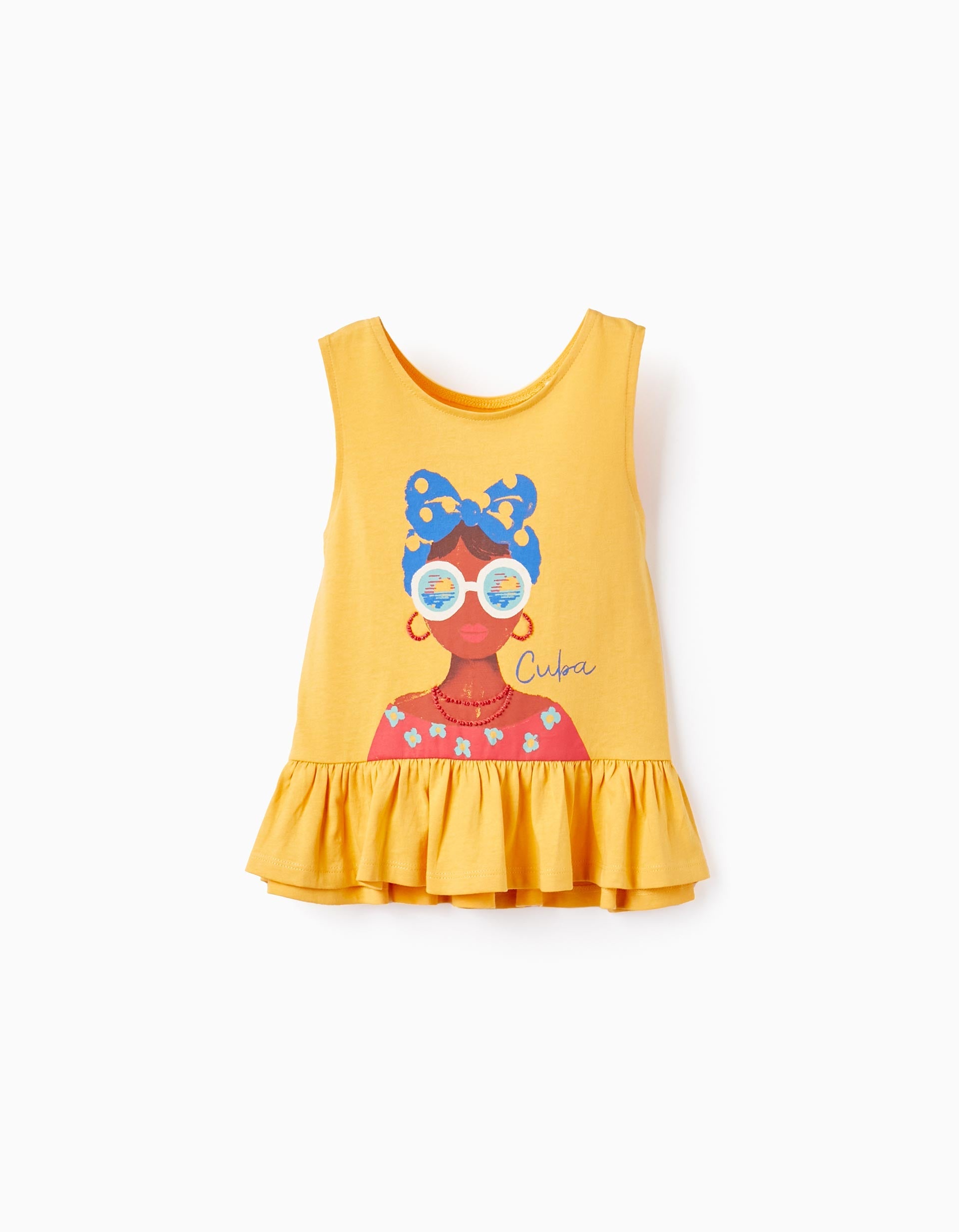 Cotton Top with Beads for Girls 'Cuba', Yellow