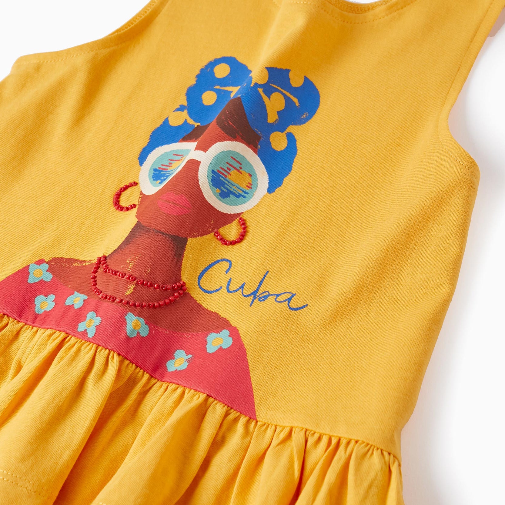 Cotton Top with Beads for Girls 'Cuba', Yellow