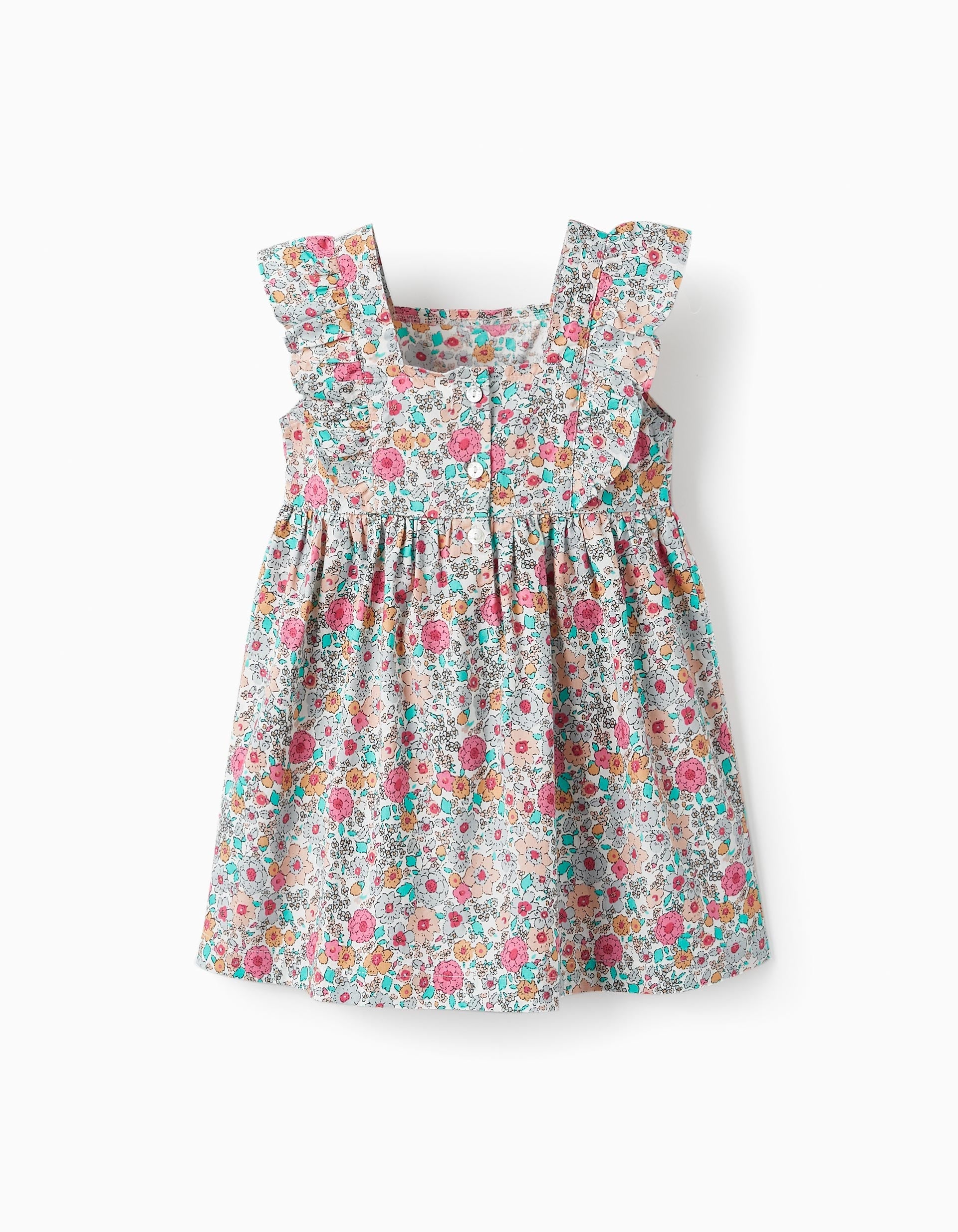 Floral Cotton Dress for Baby Girls, Multicolour