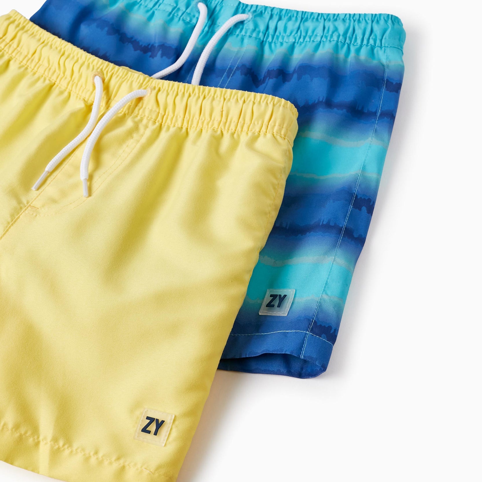 2 Swim Shorts for Boys, Yellow/Blue