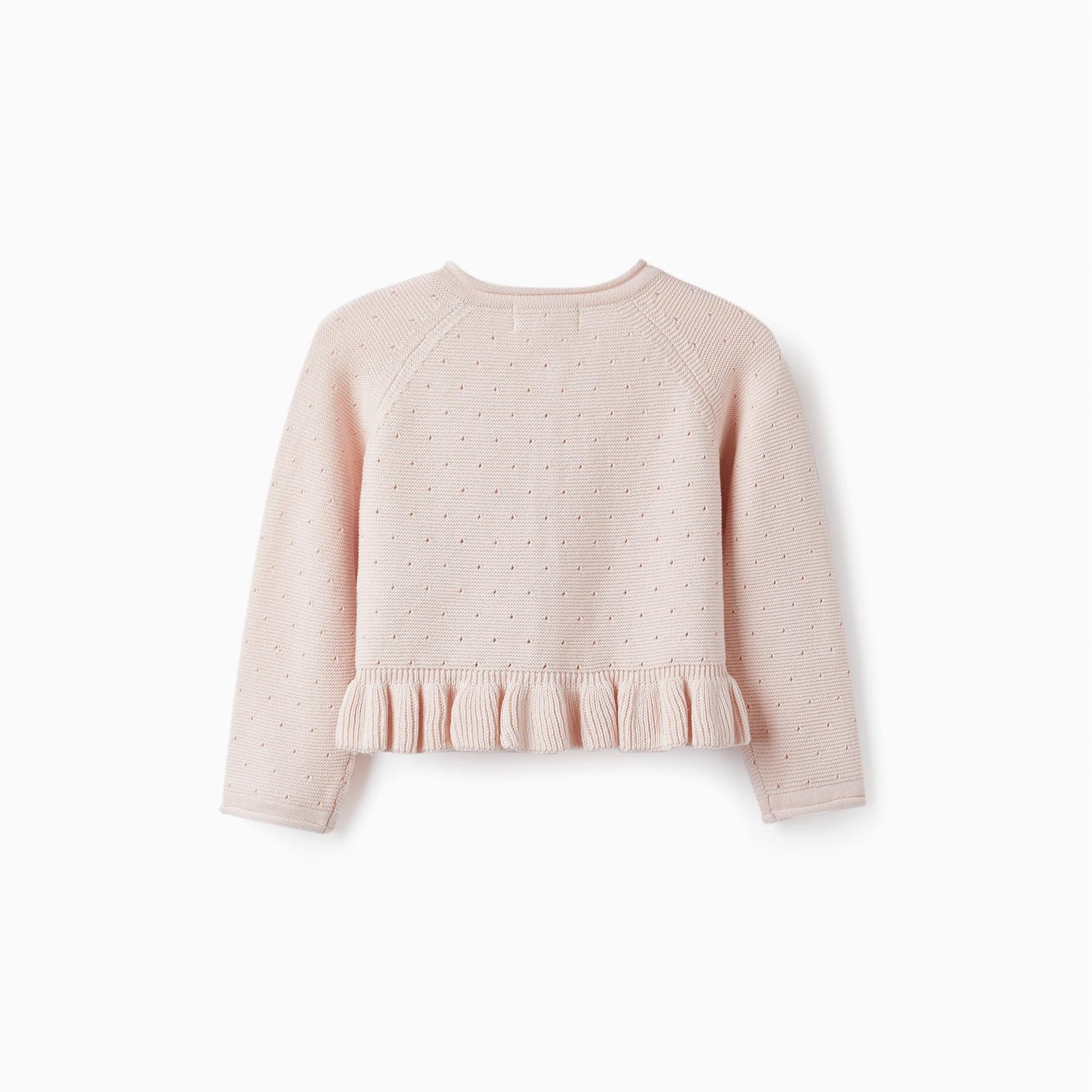 Knitted Bolero Jacket with Ruffle for Baby Girls, Light Pink