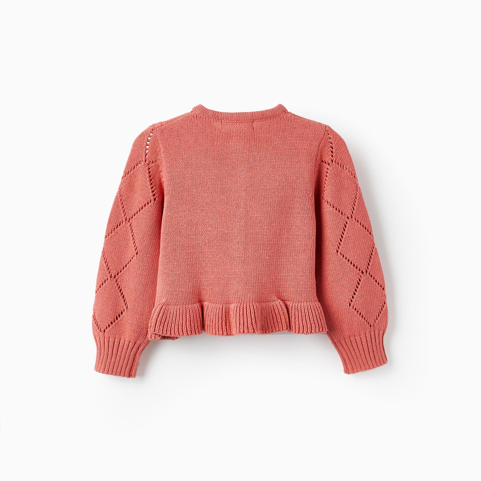 Knitted Cardigan with Ruffles for Baby Girls, Pink
