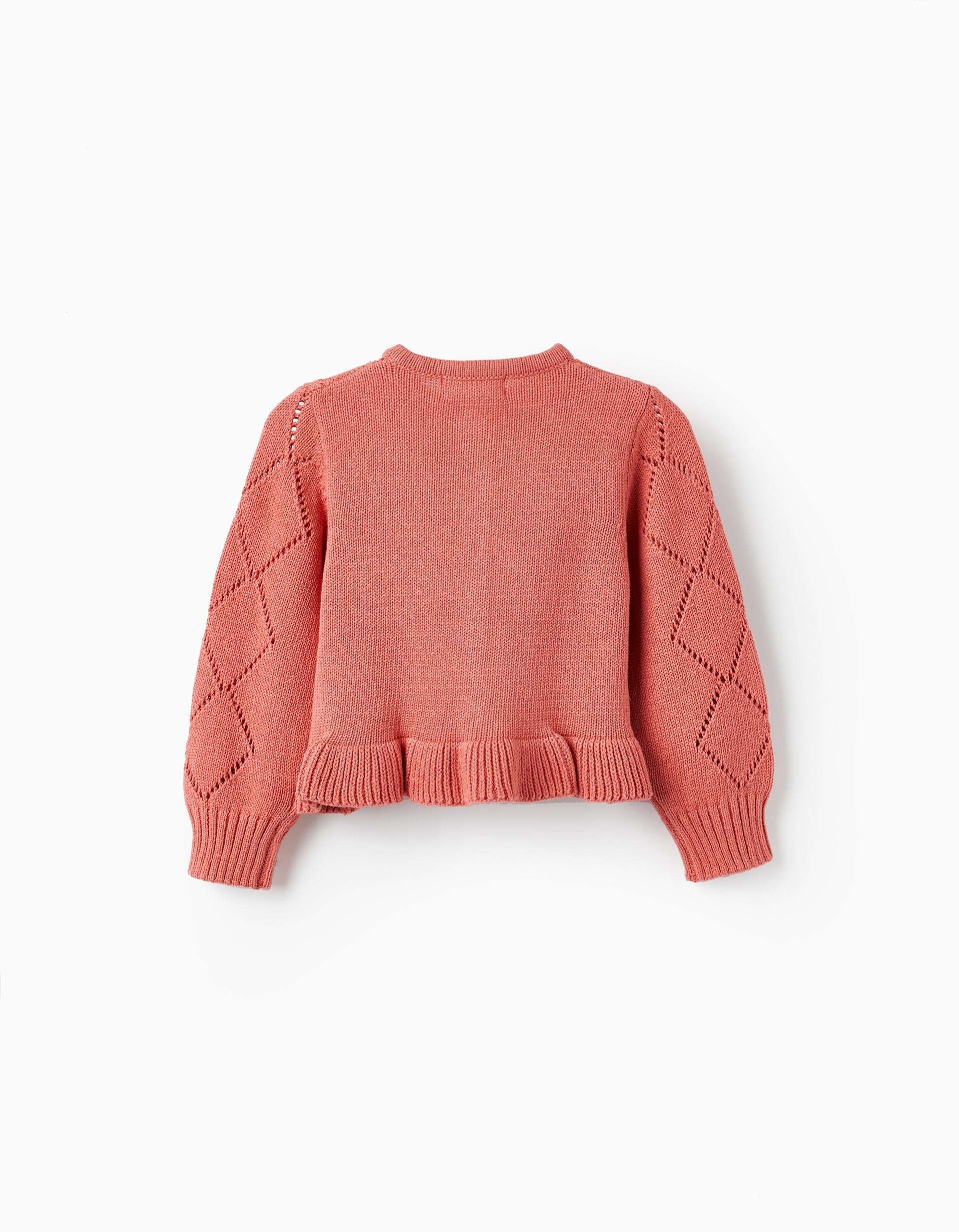 Knitted Cardigan with Ruffles for Baby Girls, Pink