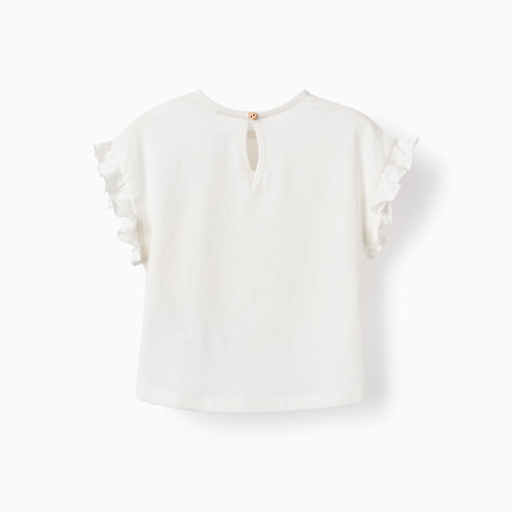 Cotton T-shirt with Ruffles for Baby Girls 'Cha Cha Cha', White
