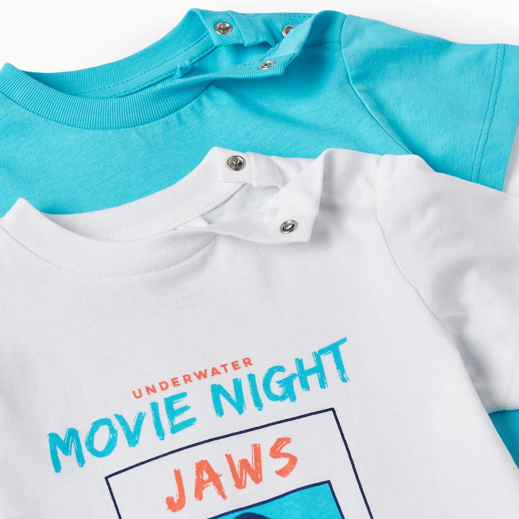 2 Cotton T-shirts for Baby Boys 'Sea Animals', White/Blue